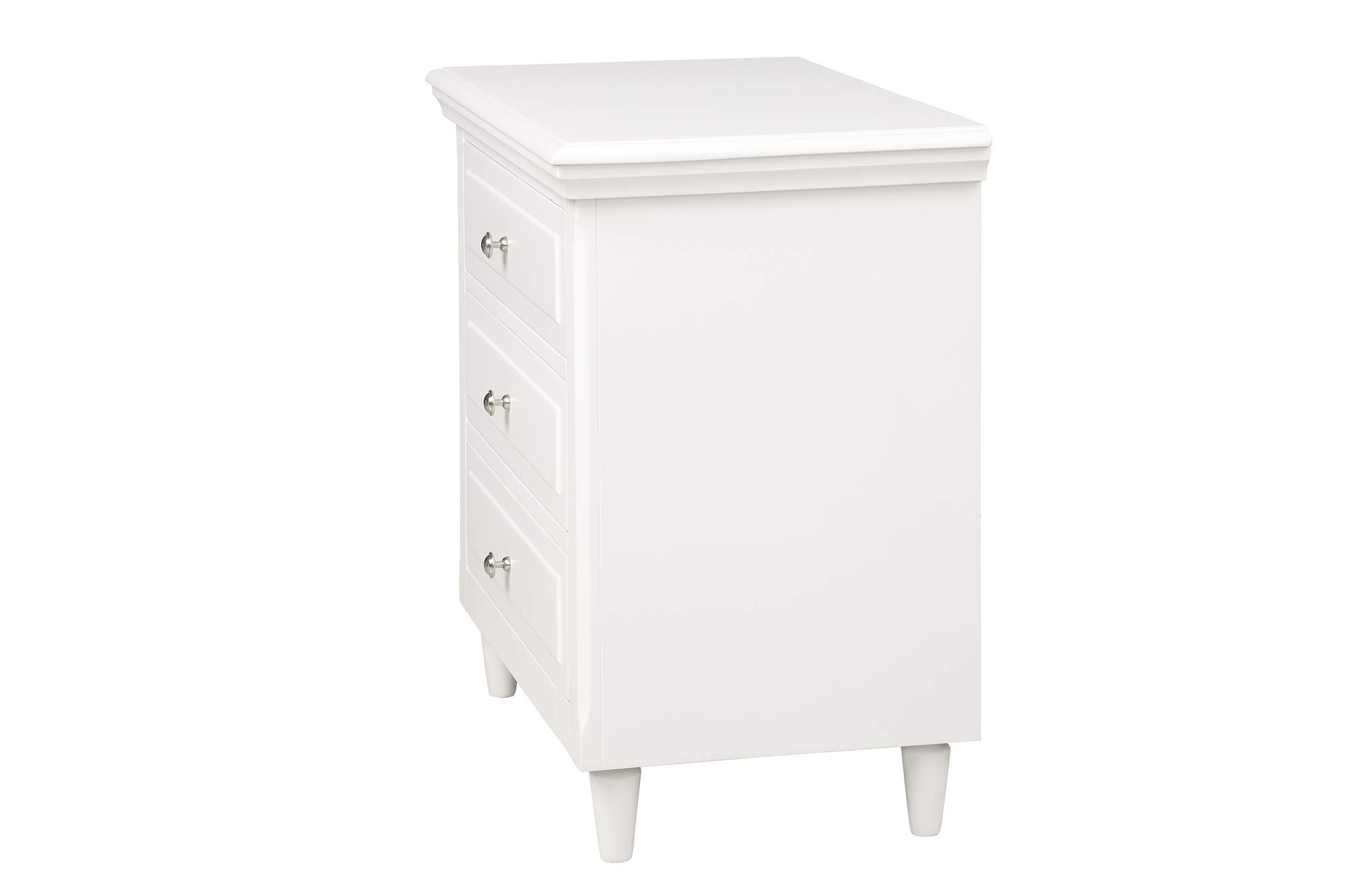 3-Drawer Wood Nightstand with Storage - White Bedside Table for Bedroom, Living Room & Office Organization