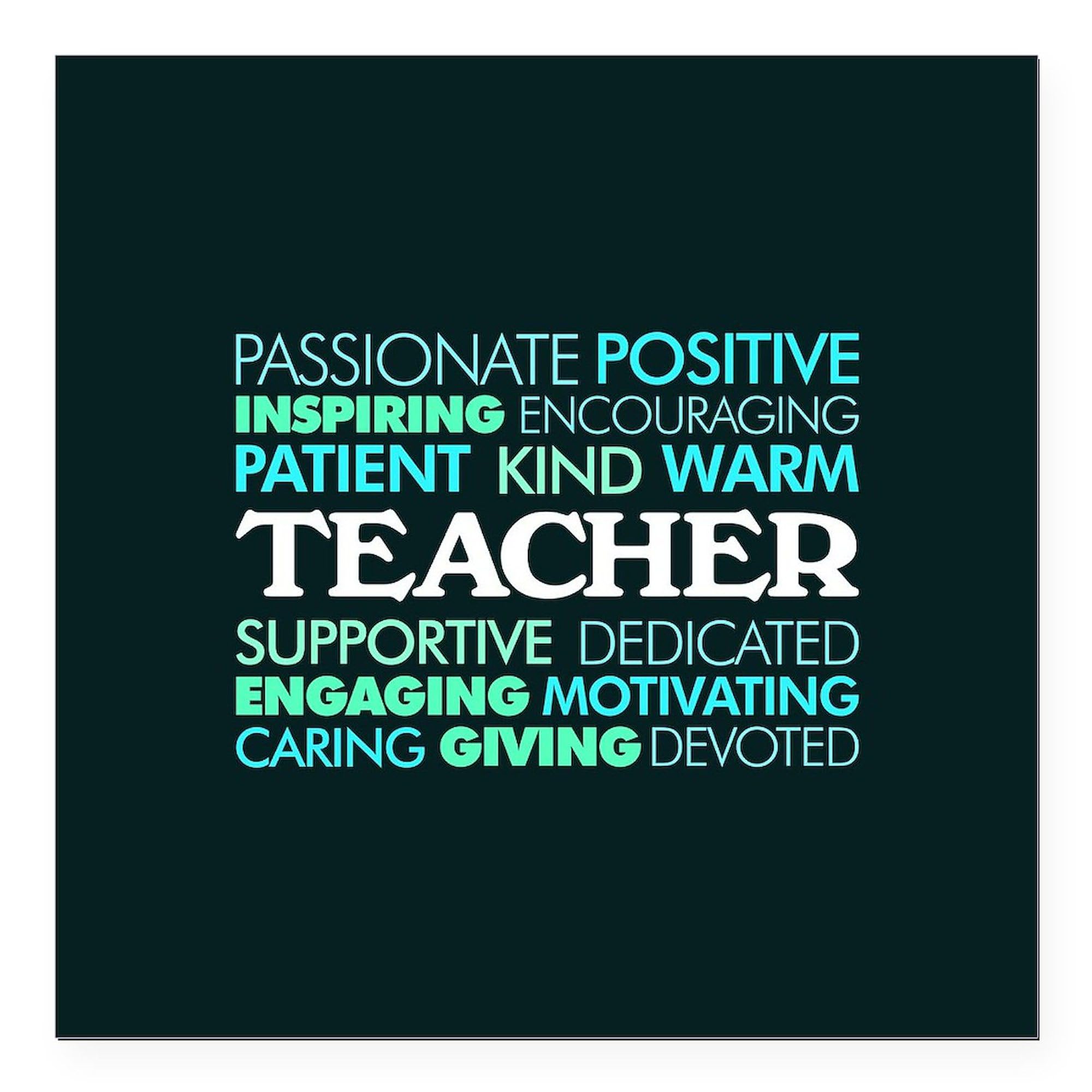 Teacher Appreciation Word Cloud Car Magnet - 3x3 Inch Square Bumper Sticker for Cars, Classrooms & Gifts | Perfect for Teacher Gifts, School Events & Classroom Decor