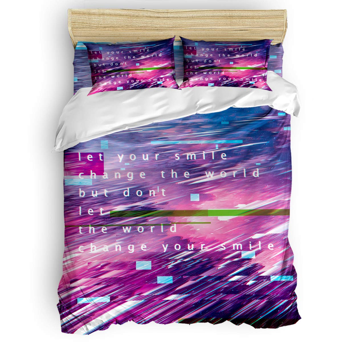 Punk Style Twin Duvet Cover Set 4-Piece - Includes 1 Duvet Cover, 1 Fitted Sheet & 2 Pillowcases - Punk Letter Pattern Bedding for Teens & Adults - Perfect for Punk Themed Bedrooms & Dorm Decor
