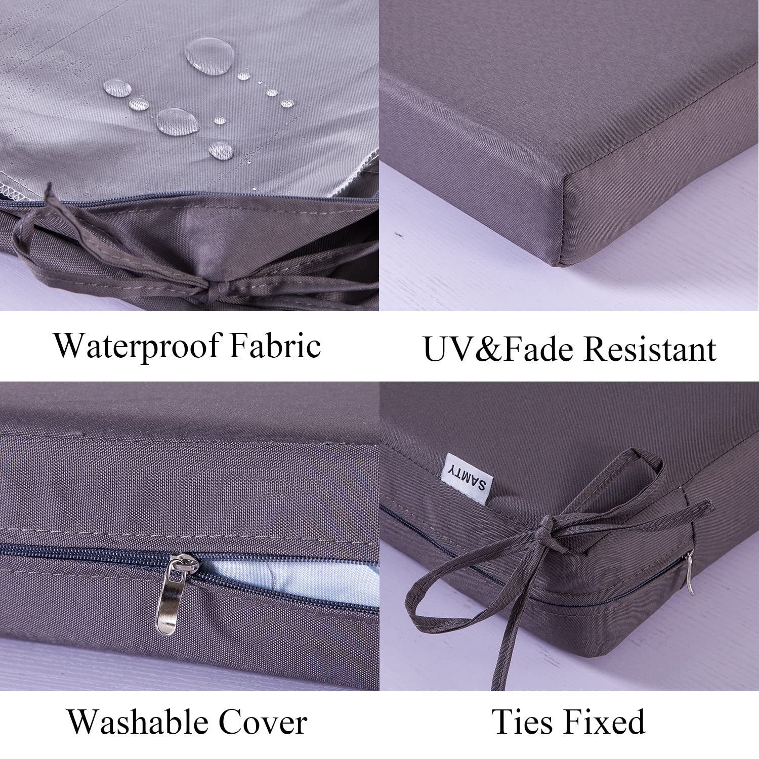 Waterproof Outdoor Bench Cushion 36x18 Inch - Grey Patio Furniture Cushion for Garden, Porch Swing & Settee | All-Weather Seat Pad for Deck, Backyard & Outdoor Lounge Areas
