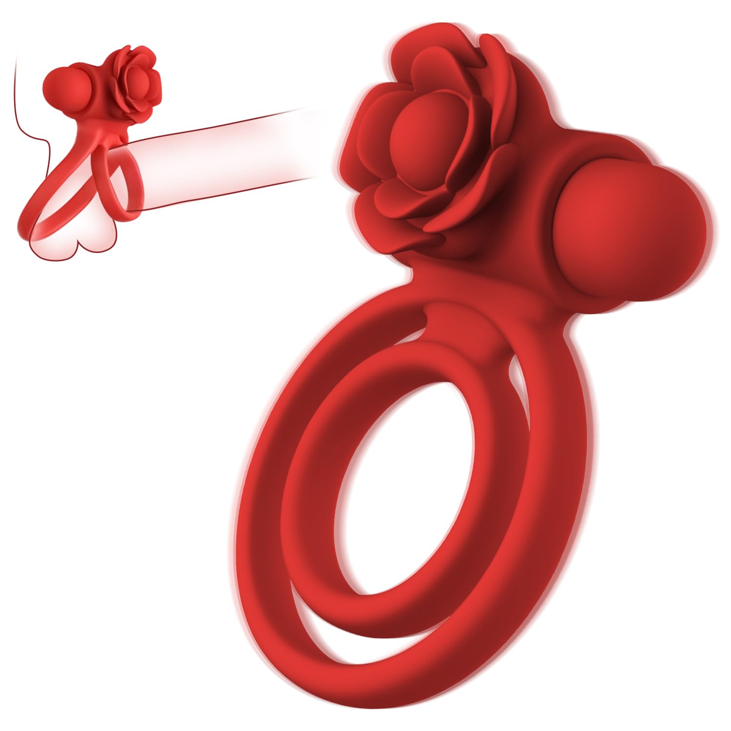 Premium Rose Penis Ring Vibrator - 10 Powerful Vibration Modes for Enhanced Pleasure, Couples Sex Toy for Men & Women, Stimulating Cock Ring for Clitoral & Penile Pleasure - Perfect for Romantic Nights & Spicing Up Your Love Life