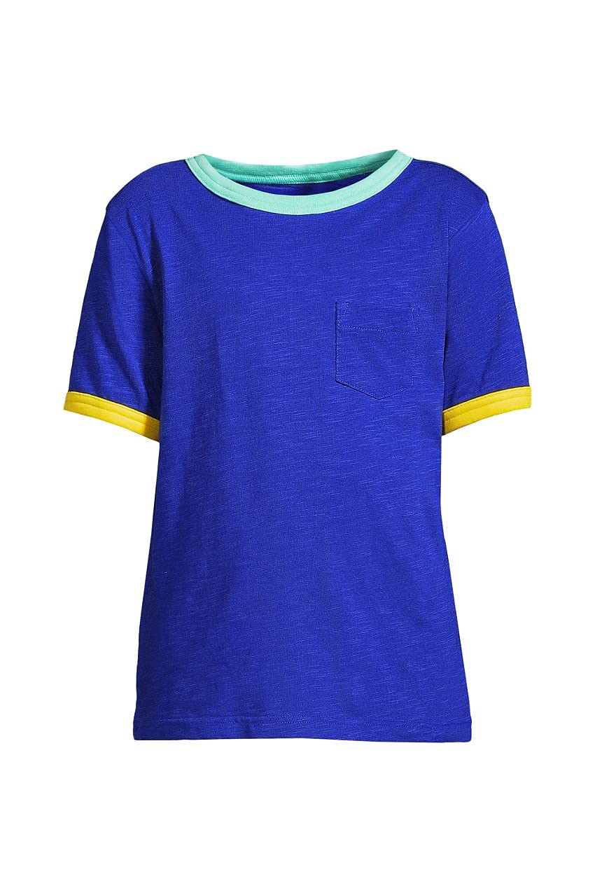 Lands' End Boys' Solid Slub Cotton T-Shirt - Soft & Comfortable Short Sleeve Tee for Everyday Play & School
