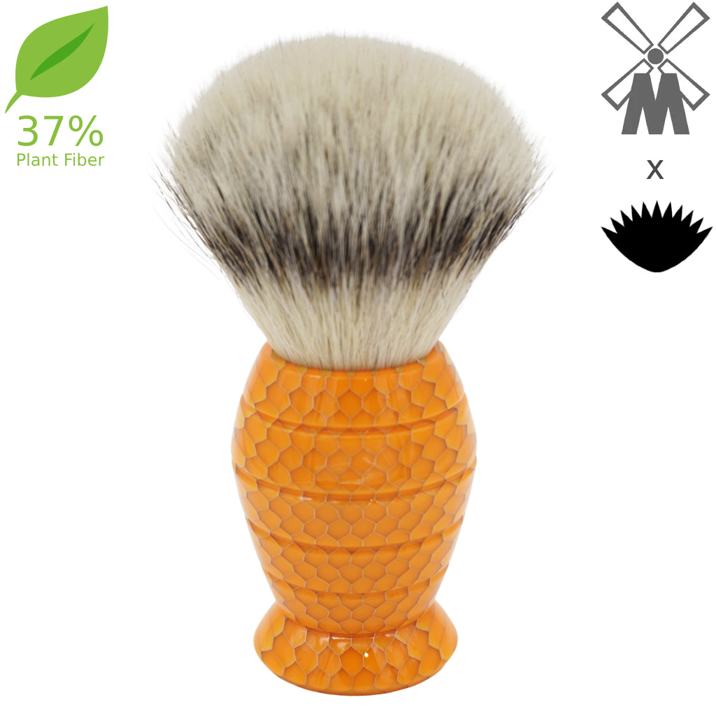 25mm Mühle STF XLarge 37% Plant Fiber Shaving Brush with AP Shave Co. Honey Hive Butterscotch Handle - Premium Wet Shaving Tool for Men's Grooming & Beard Care