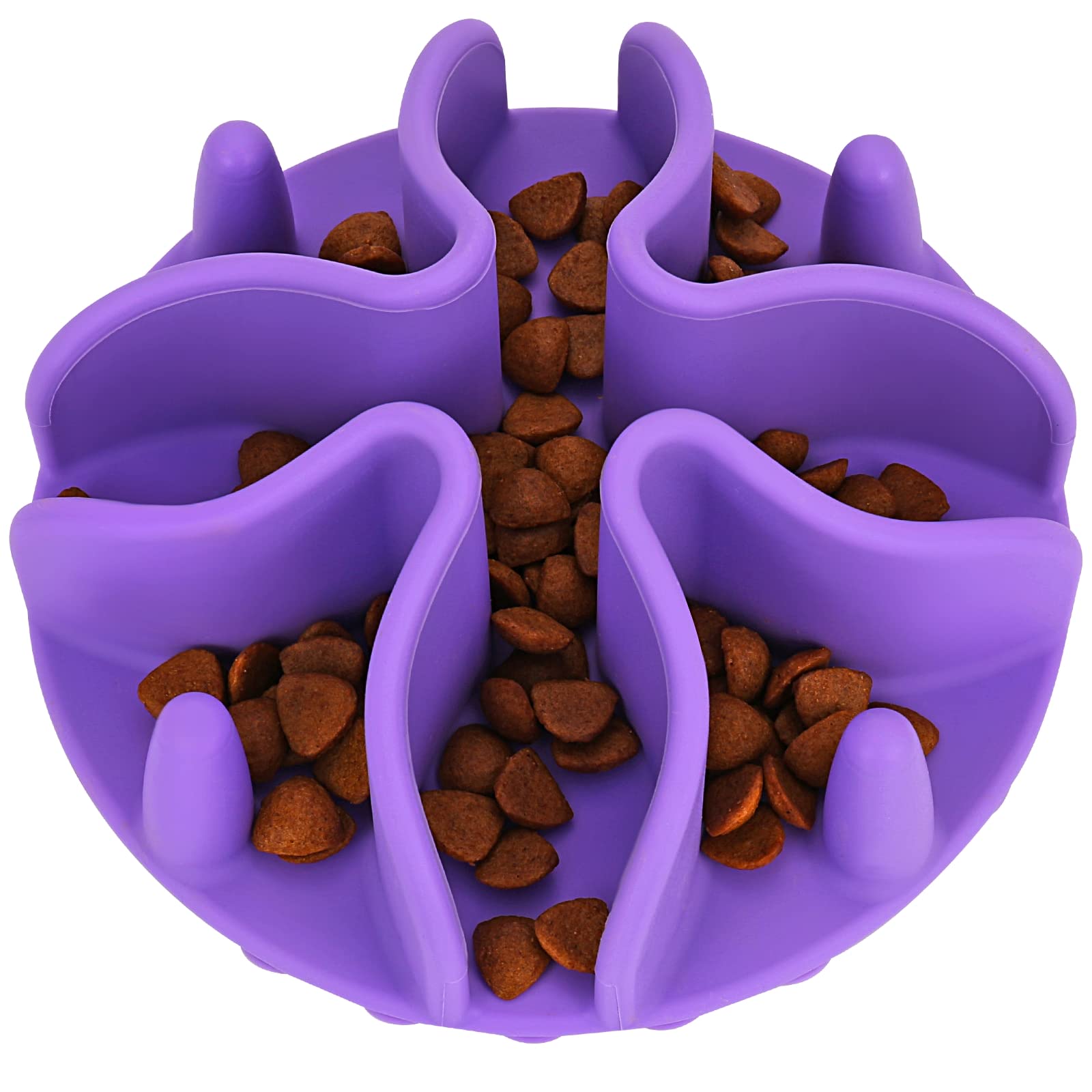 Doweiss Silicone Slow Feeder Dog Bowl Insert for Dogs & Cats - Non-Slip Suction Cups, Large Purple Pet Food Puzzle Bowl - Perfect for Fast Eaters, Digestion Aid & Mealtime Enrichment