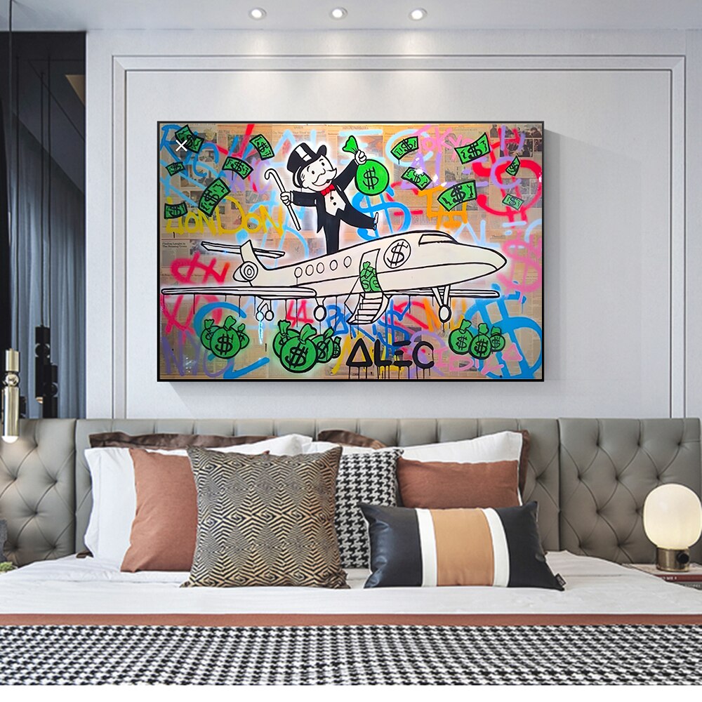 Alec Monopoly Private Jet Canvas Art Print - Wall Decor for Home, Office & Gifting | Pop Culture Artwork for Gamers & Collectors