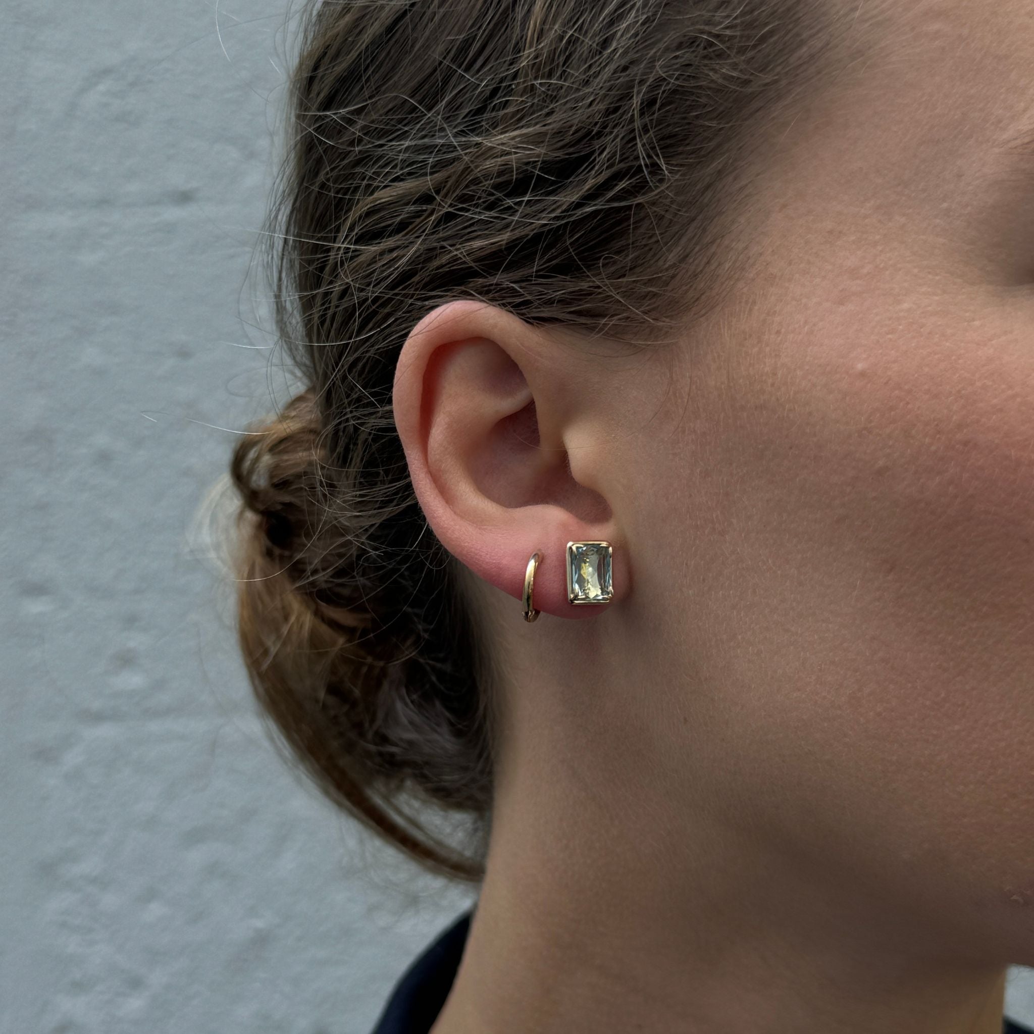 14K Yellow Gold Aquamarine River Stud Earrings – Elegant Blue Gemstone Jewelry for Women, Perfect for Weddings, Parties & Everyday Wear