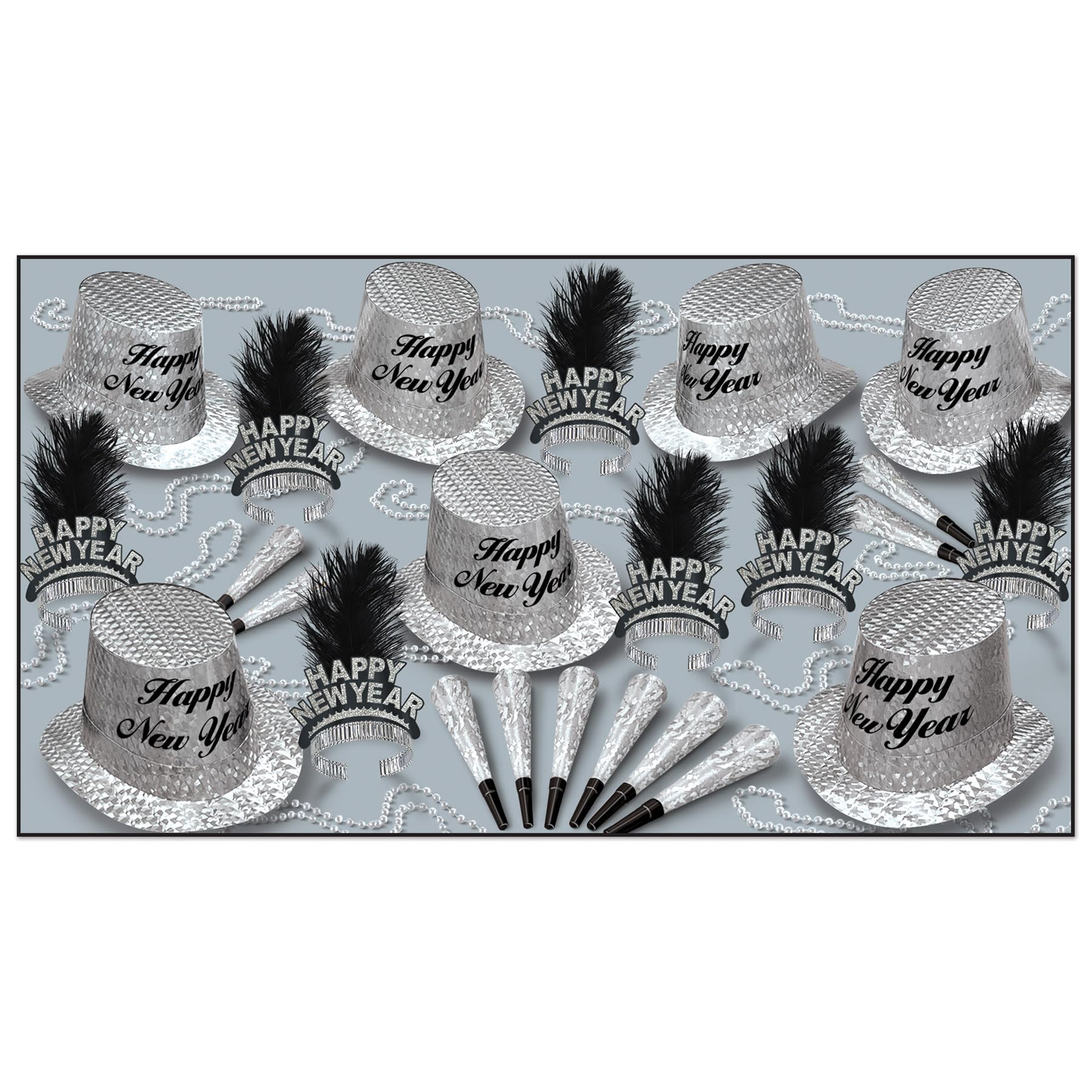 50-Piece New Year Diamond Party Accessories Set - Glittering Decorations for NYE, Birthday & Special Events (1 Count)