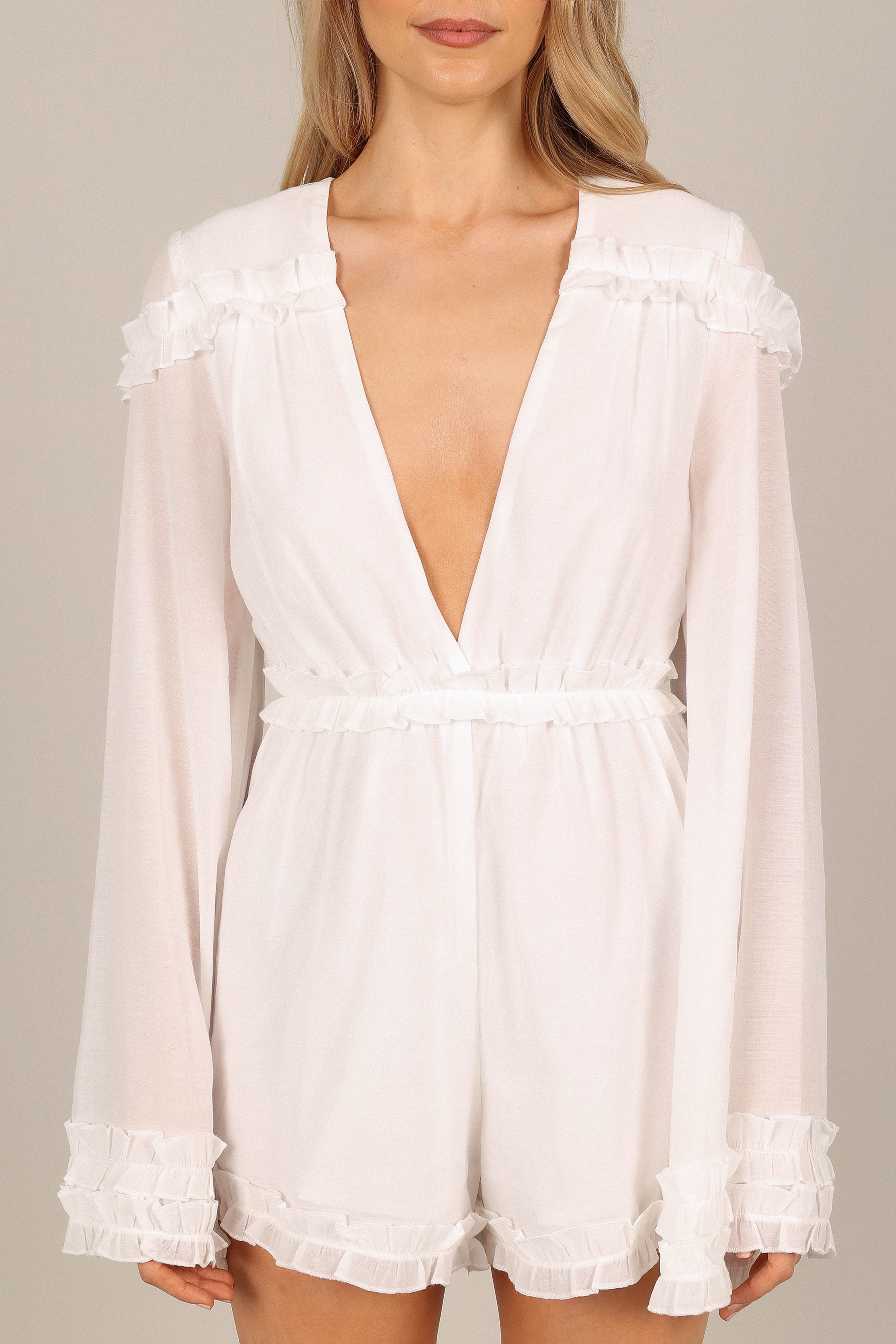 Bettina Playsuit - Women's White Jumpsuit Romper for Summer, Beach, and Casual Outings