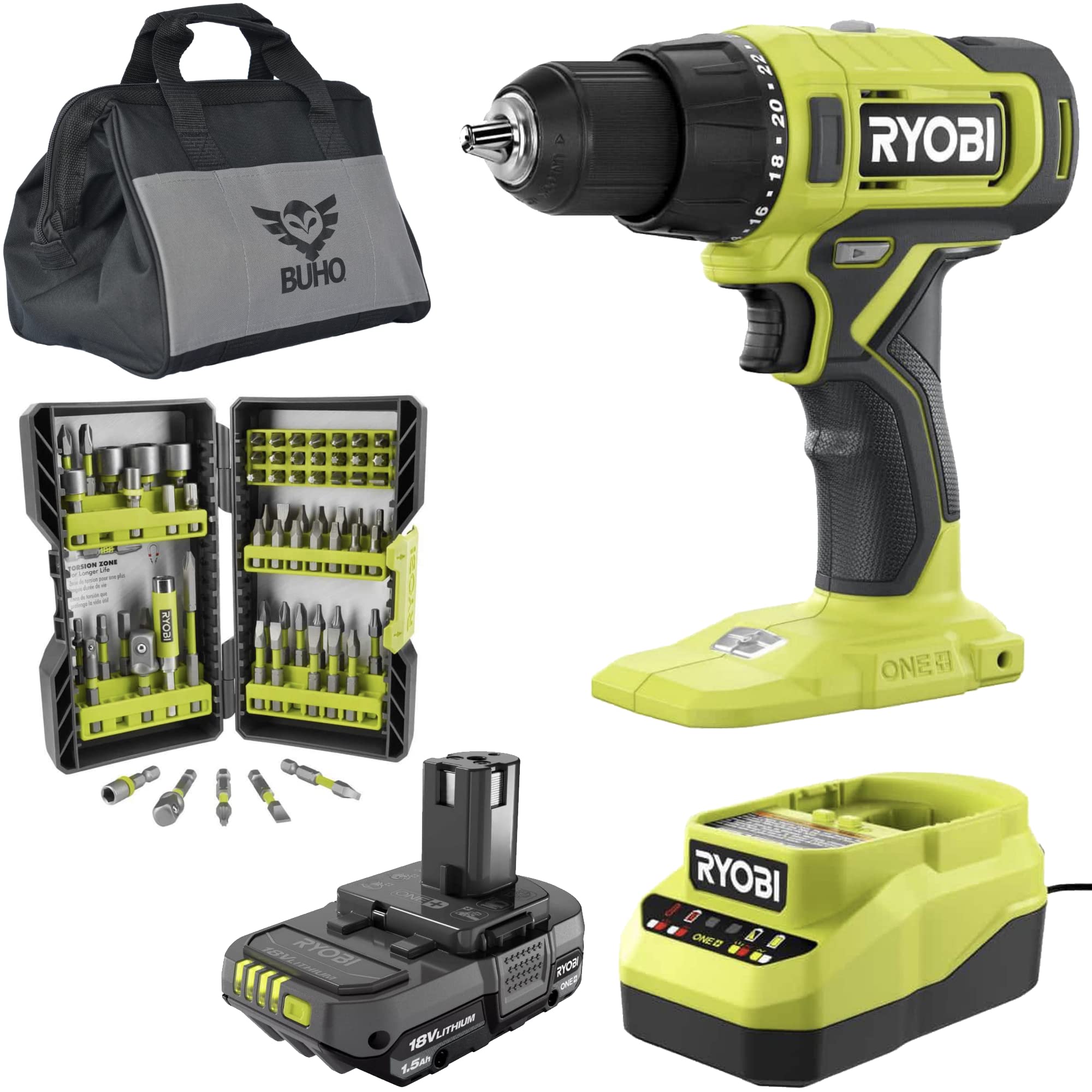 18V Cordless 1/2 Inch Drill Driver Kit with 70-Piece Drill Bit Set, Lithium-Ion Battery & Charger | Heavy Duty Power Tool for DIY Projects, Home Repairs & Woodworking