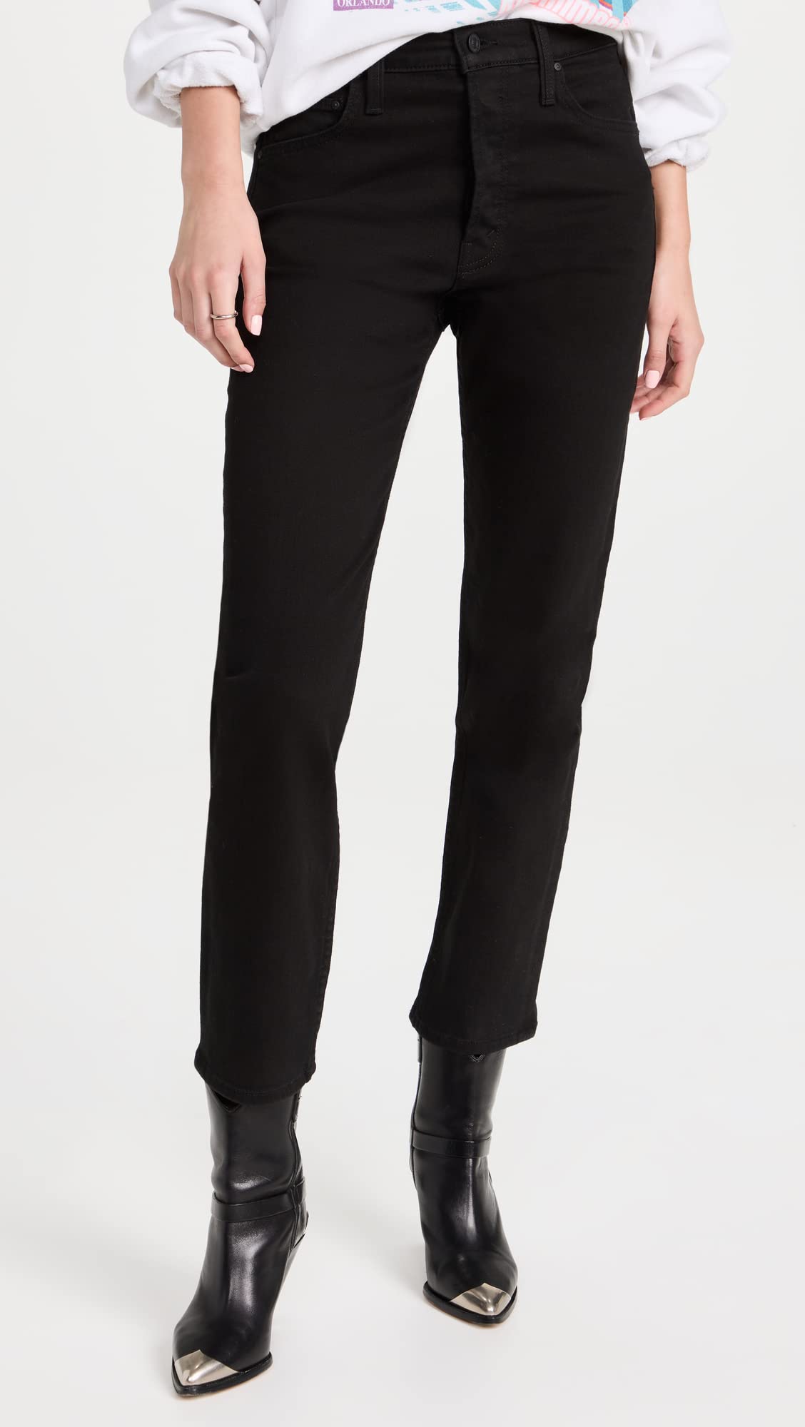 MOTHER Women's The Tomcat Ankle Jeans - High Waist Skinny Denim Pants for Casual Wear & Everyday Outfits