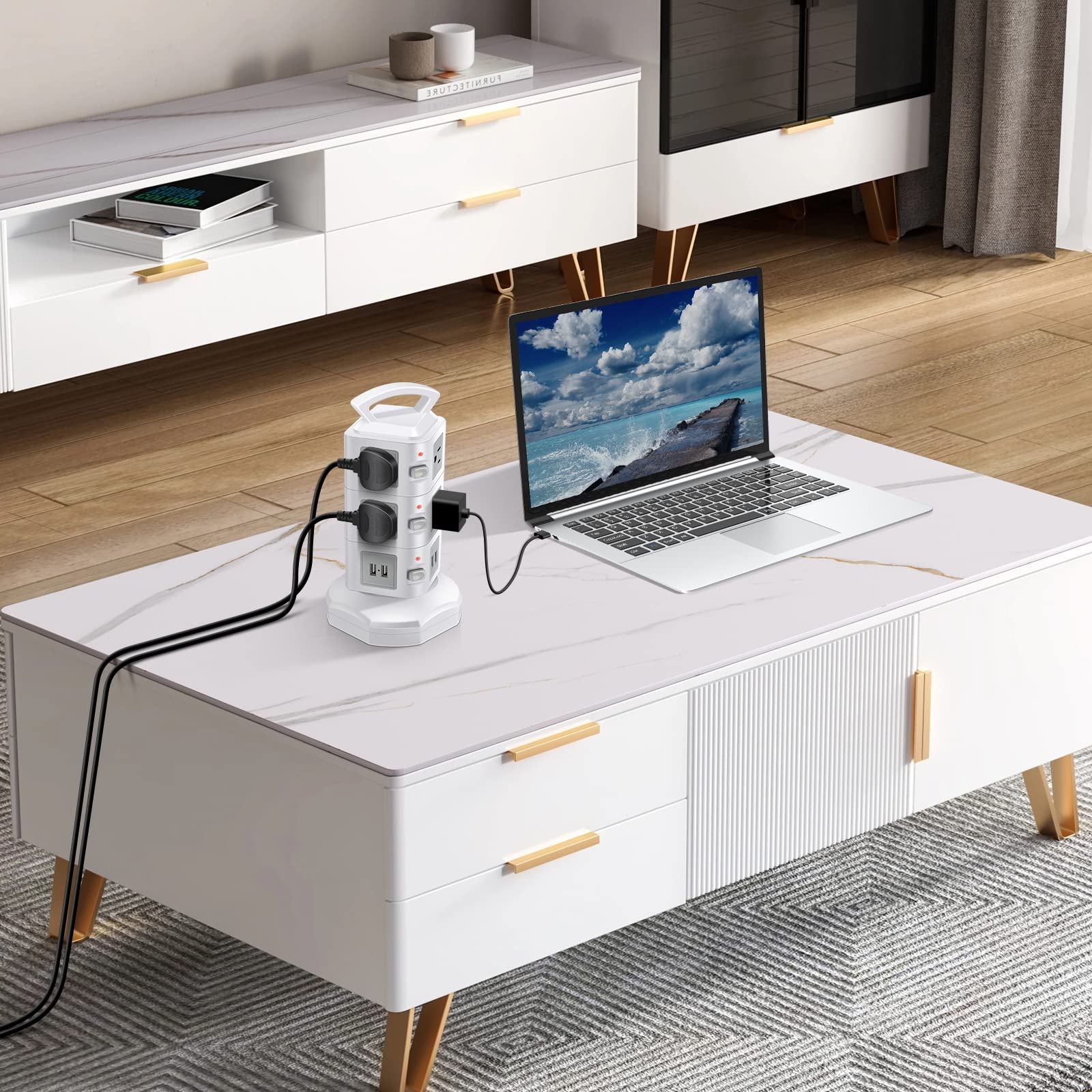 10-Outlet Power Strip with 4 USB Ports | Surge Protector for Office & Home Devices