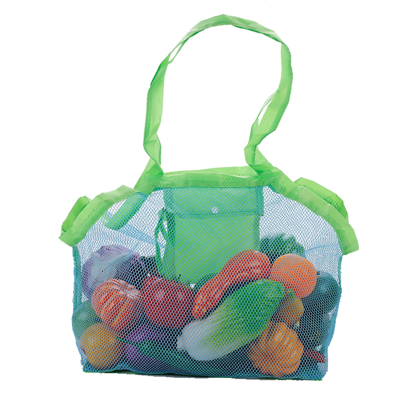 **Foldable Lightweight Mesh Beach Toy Bag - Sand-Free Organizer for Kids Toys & Seashells, Perfect for Pool, Beach & Travel (Blue)**