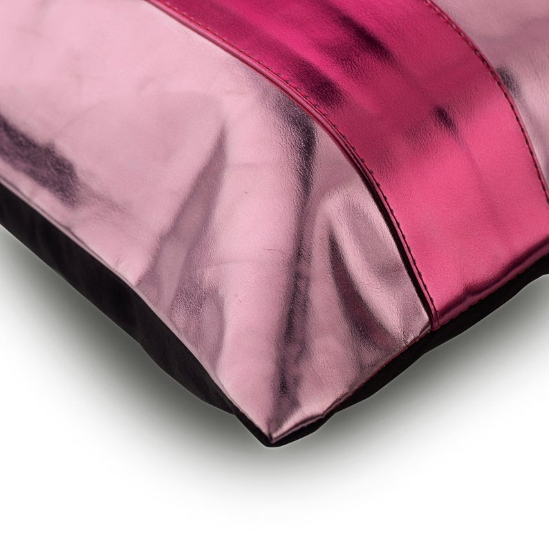 Stylish Pink Faux Leather Throw Pillow Cover - Soft & Durable Decorative Cushion Case for Living Room, Bedroom, Sofa - Perfect for Home Decor & Gift Giving