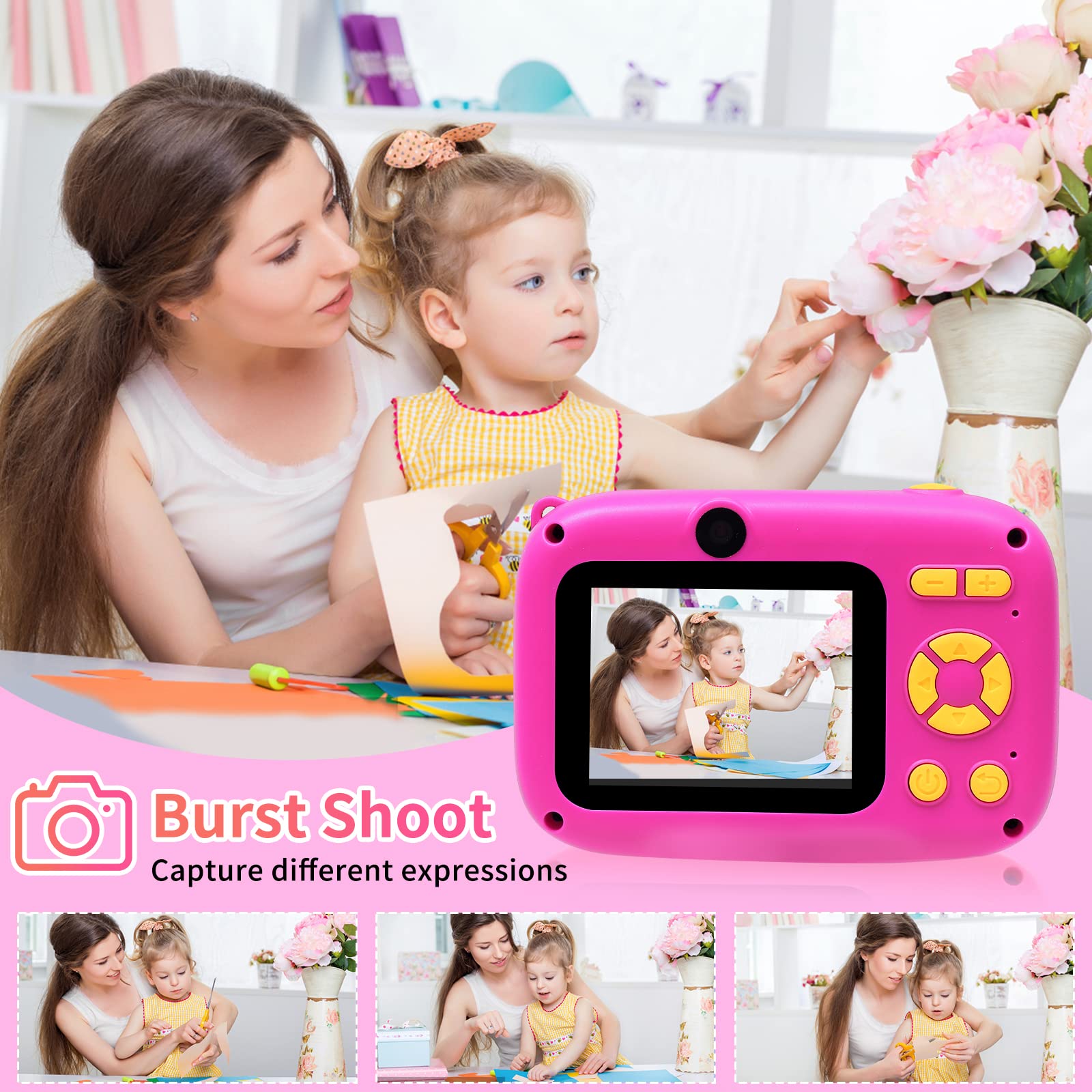 **40MP Kids Digital Camera with Time-Lapse & 1080P HD Video - Dual Selfie Camera for Girls & Boys Ages 3-12 - Includes 32GB SD Card & Reader - Perfect Christmas & Birthday Gift for Photography Fun, Travel & Family Moments**