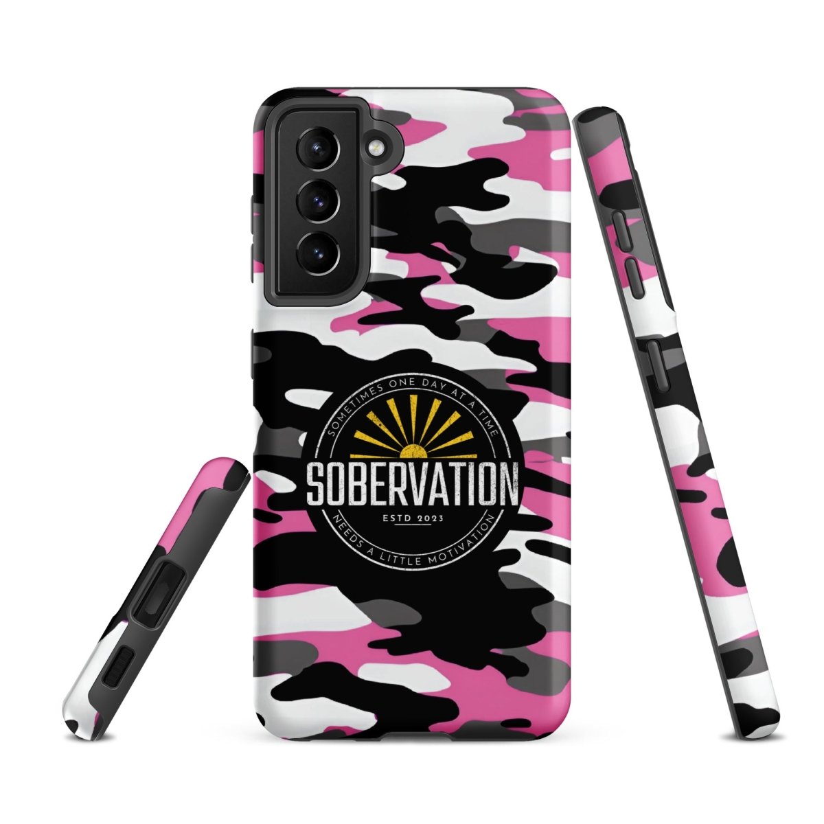 Sobervation Pink Camo iPhone Case - Durable Protective Cover for iPhone [6/7/8/X/11/12/13/14/15] - Motivational Sobriety Support - Perfect for Recovery Meetings & Daily Inspiration