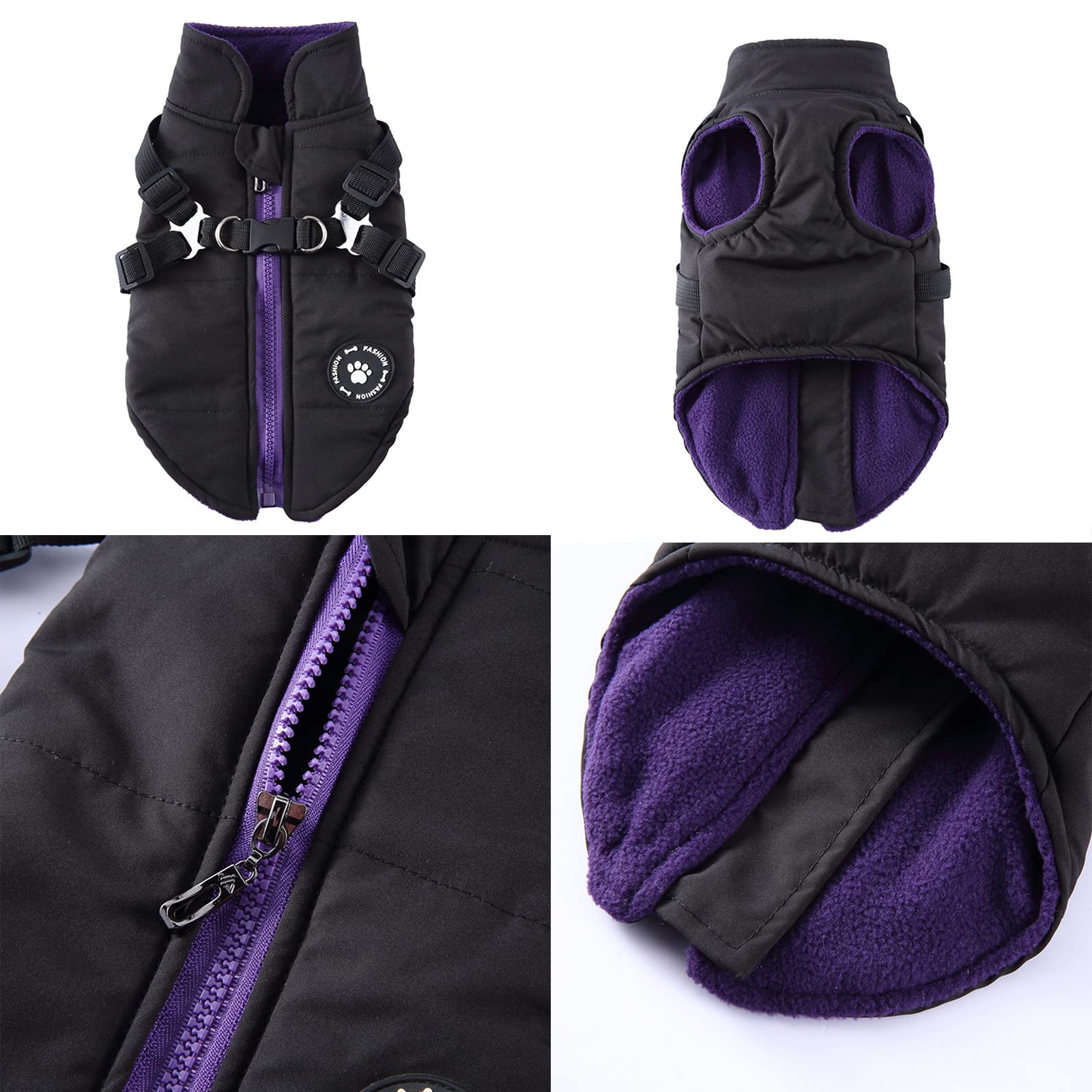 2-in-1 Dog Winter Coat with Harness - Warm Zippered Jacket & No-Pull Vest for Small to Medium Dogs (XL, Black) | Perfect for Cold Weather Walks & Outdoor Adventures