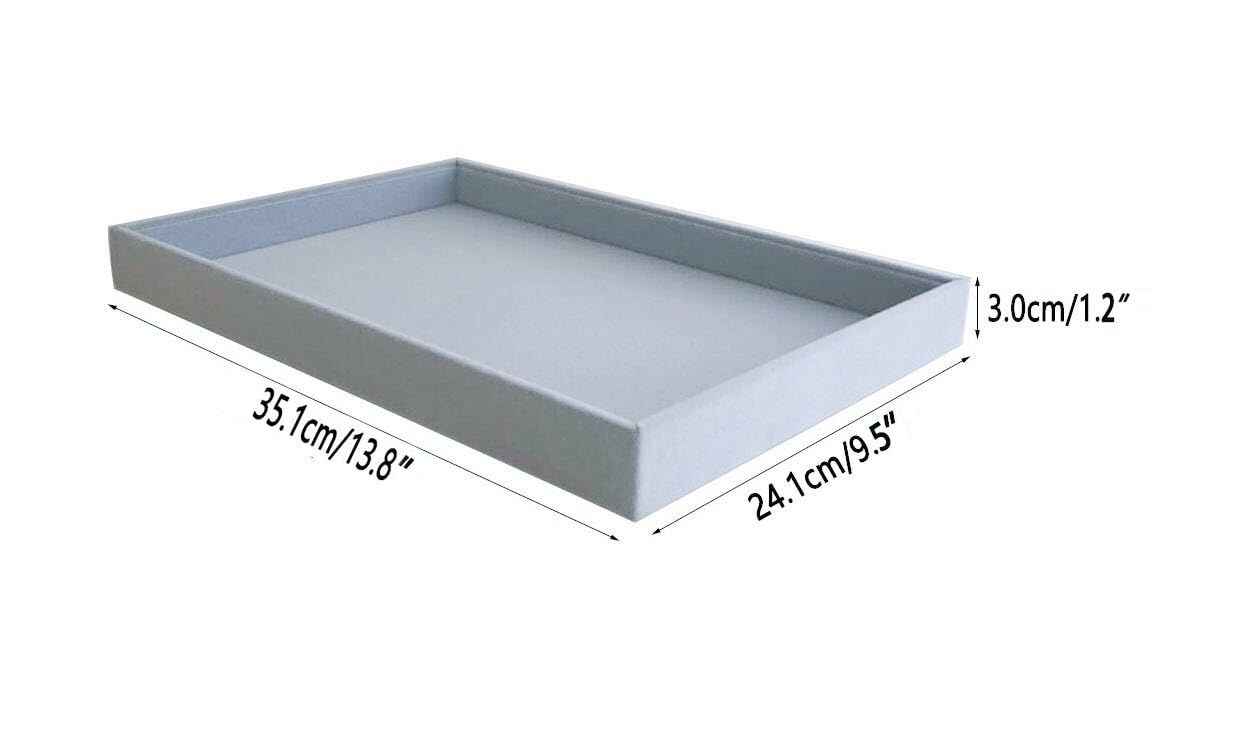Premium Velvet Grey Jewelry Trays - Stackable Drawer Organizer Inserts with Dividers for Necklaces, Rings & Watches | Luxury Jewelry Storage Solution for Bedroom Vanity & Travel Case Organization