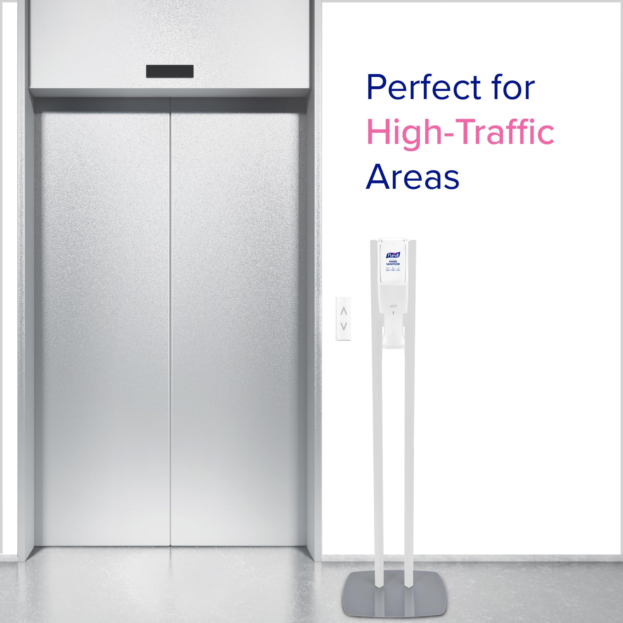 PURELL ES10 Automatic Hand Sanitizer Dispenser with White Floor Stand - Touch-Free Sanitizing Solution for Offices, Hospitals, and Public Spaces (Pack of 1) - 8210-DS