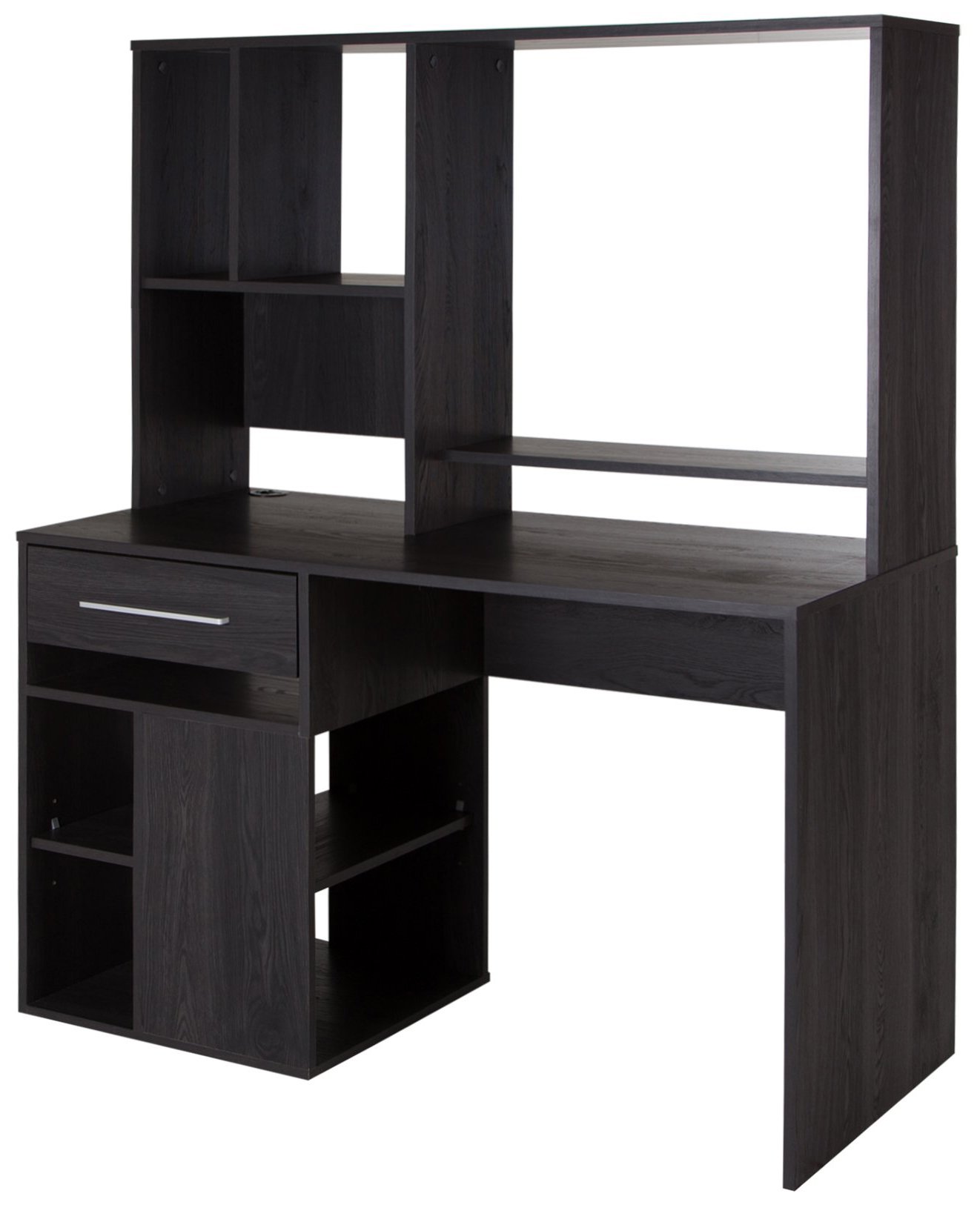 South Shore Narrow Home Office Computer Desk with Hutch, Gray Oak - Compact Workstation for Small Spaces, Perfect for Remote Work & Study