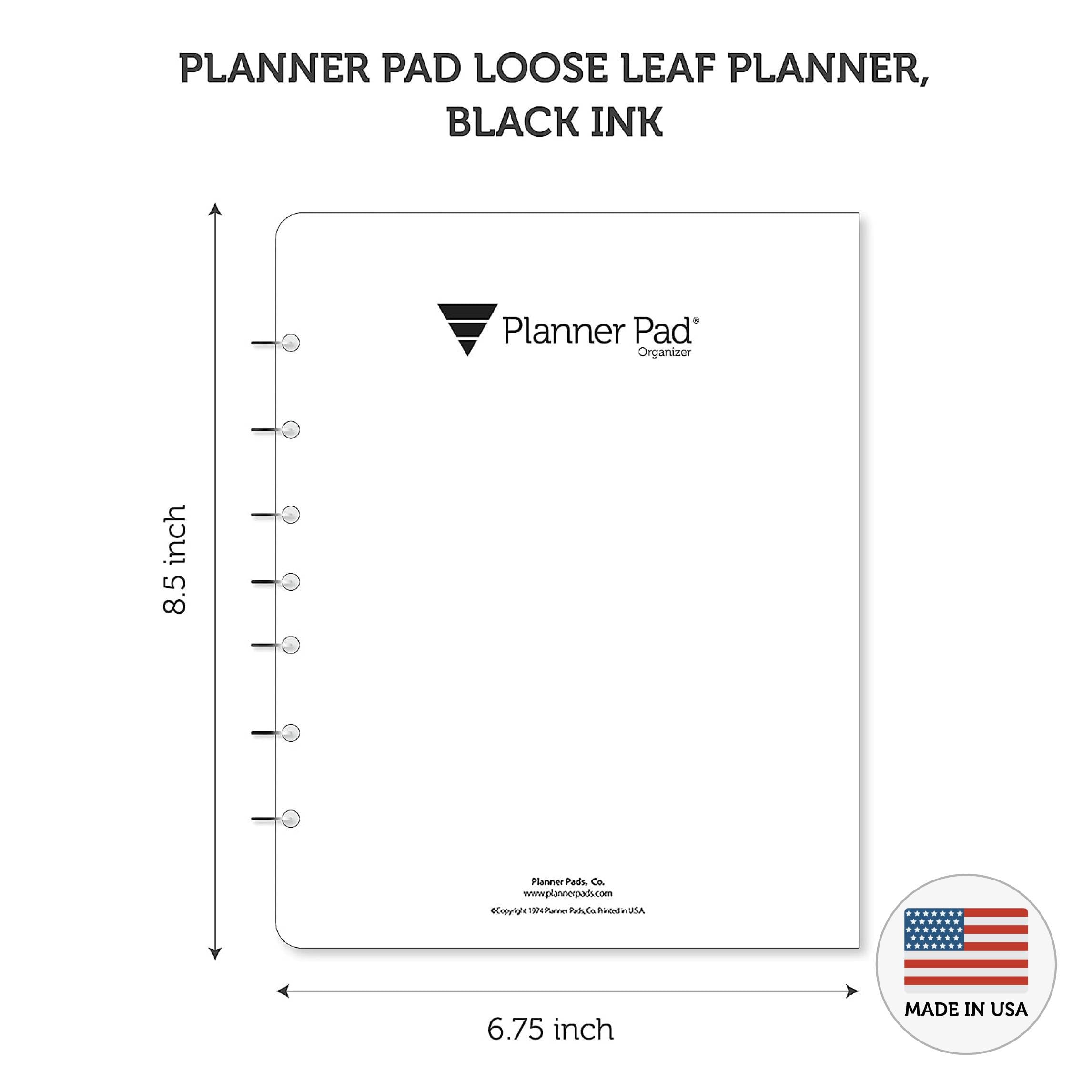 Planner Pad 7-Hole Loose Leaf 3-Tier Funnel Down Organizer - 12 Month Academic Planner (July 2024 - June 2025), Medium Size 6.75