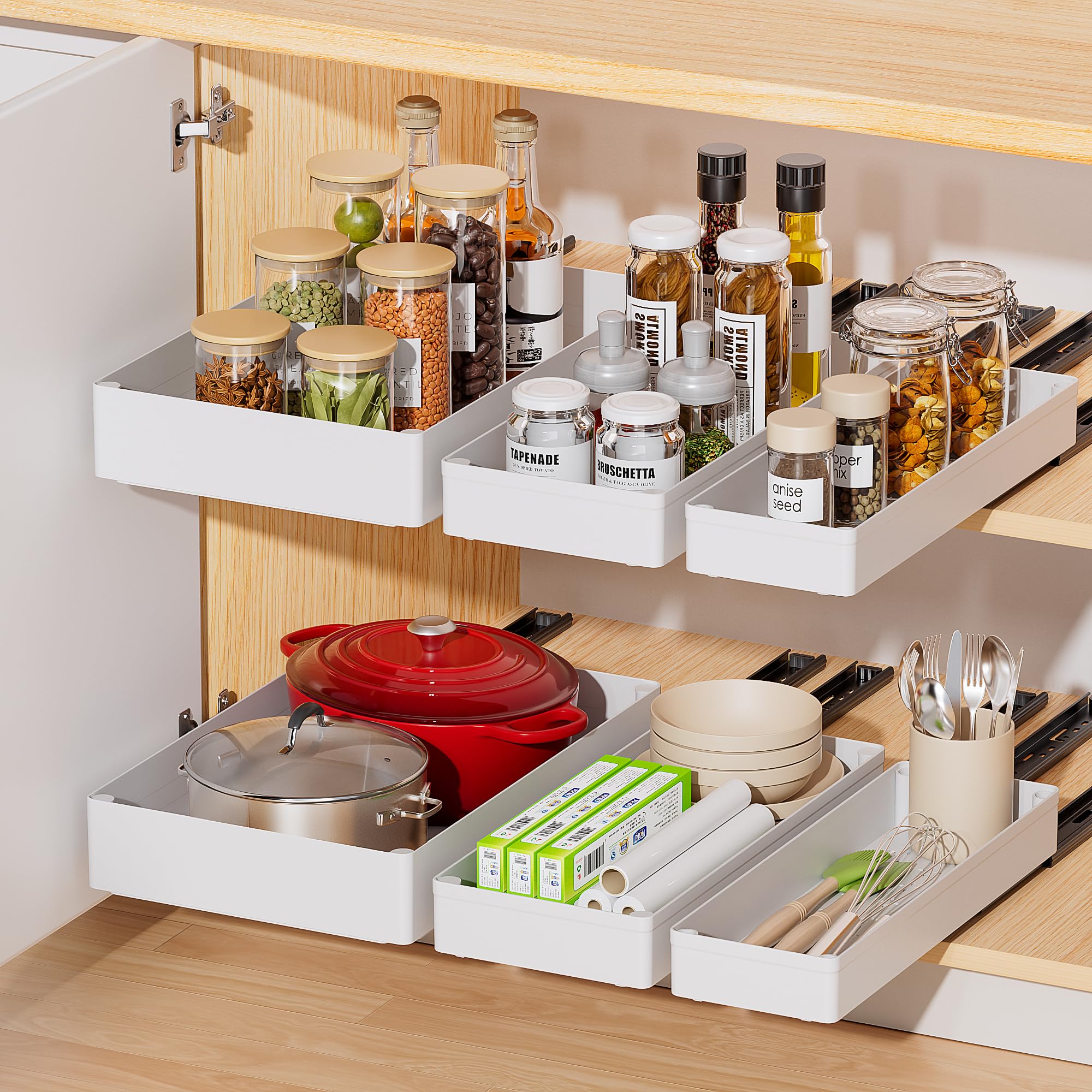 Delamu 3 Pack Pull Out Cabinet Organizer - 15.7