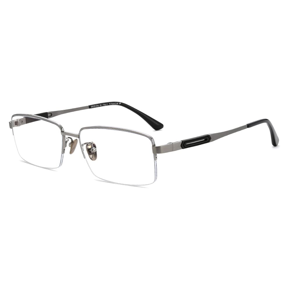 Blue Light Blocking Reading Glasses for Men - Pure Titanium Progressive Multifocus Computer Eyewear (Silver, +2.50) - Reduce Eye Strain for Office Work & Digital Screen Use