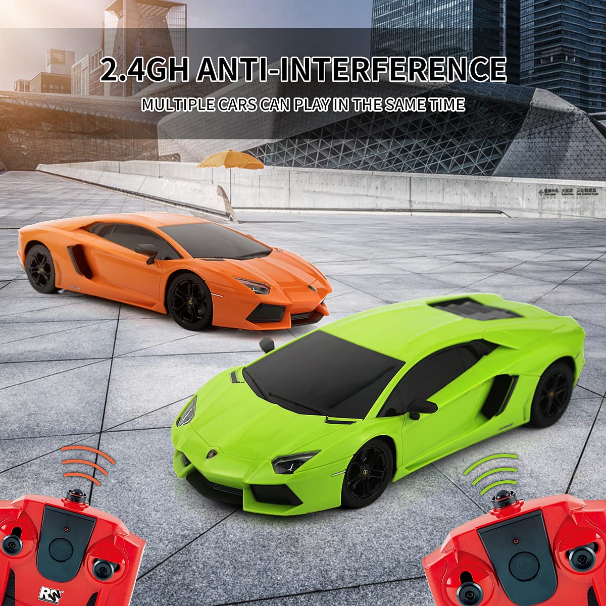 1:18 Lamborghini Aventador RC Car - 2.4GHz Remote Control Electric Racing Car, Licensed Model Vehicle for Kids & Adults | High-Speed Sport Toy for Indoor & Outdoor Play, Birthday Gifts, Hobby Collectors (Green)
