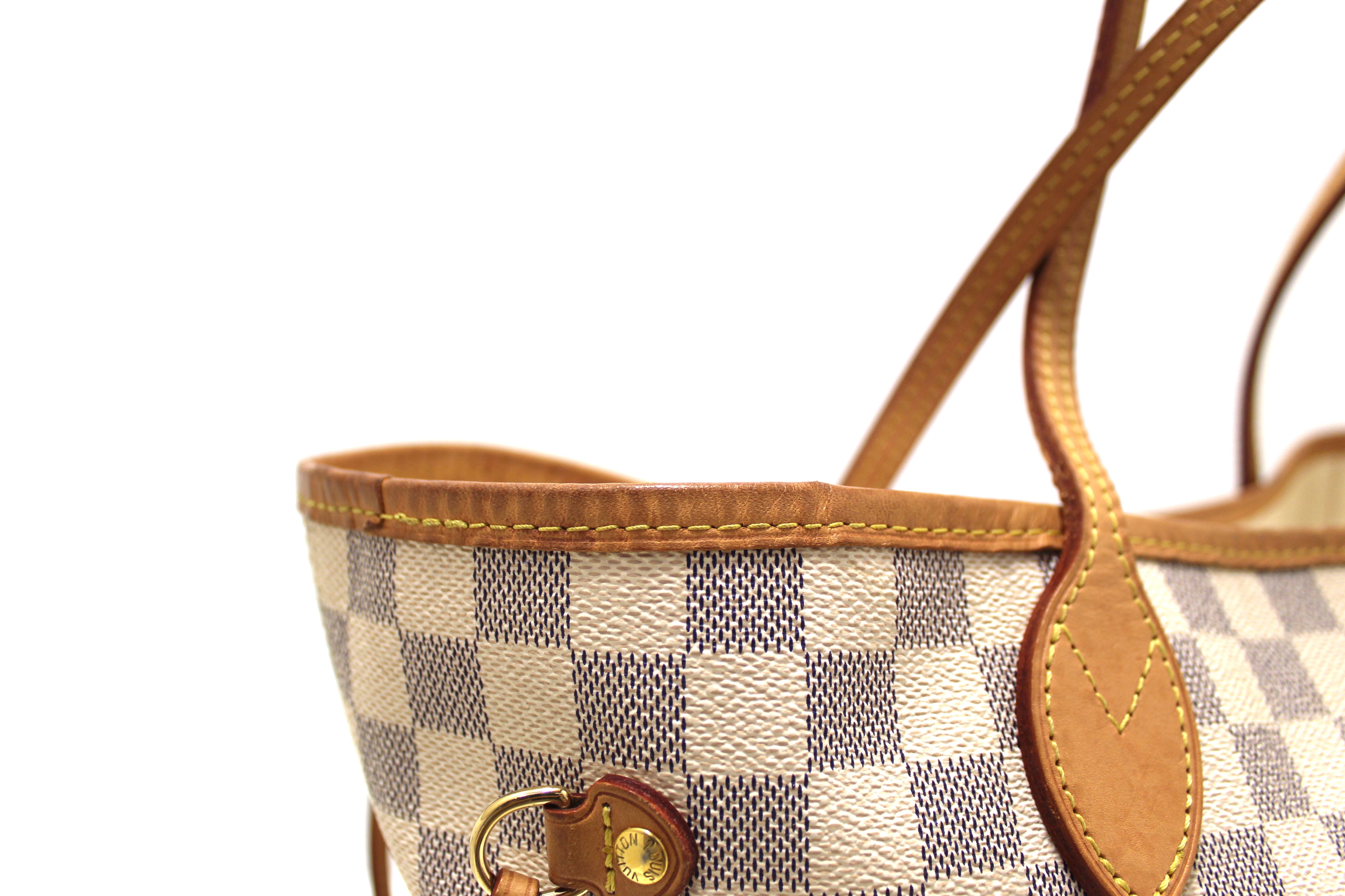 Authentic Louis Vuitton Damier Azur Neverfull MM Tote Shoulder Bag - Luxury Designer Handbag for Women, Perfect for Work, Travel & Shopping