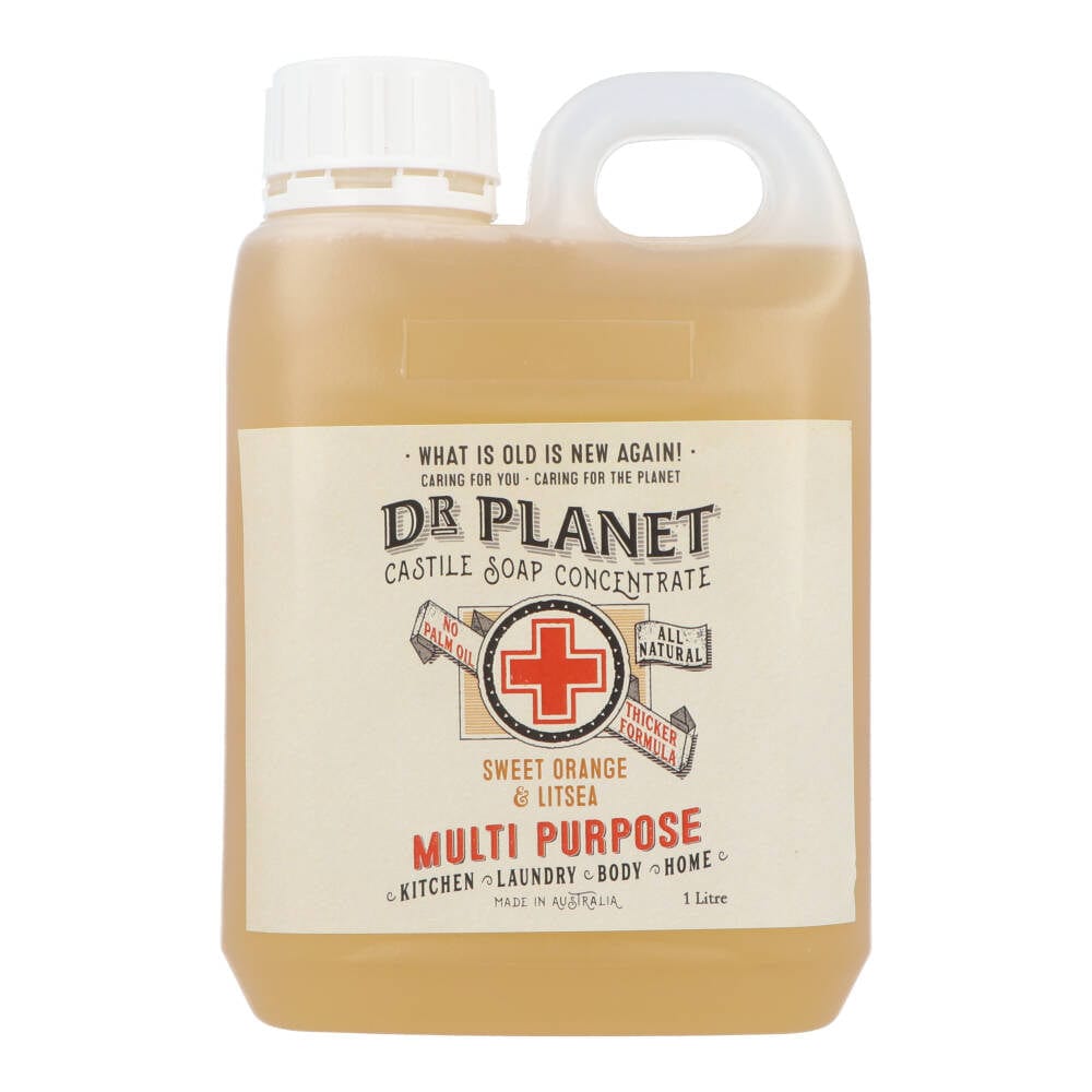 Dr Planet Organic Castile Soap 1L - Pure Liquid Soap for Face, Body & Hair - Vegan, Cruelty-Free - Perfect for Shower, Bath & Hand Washing