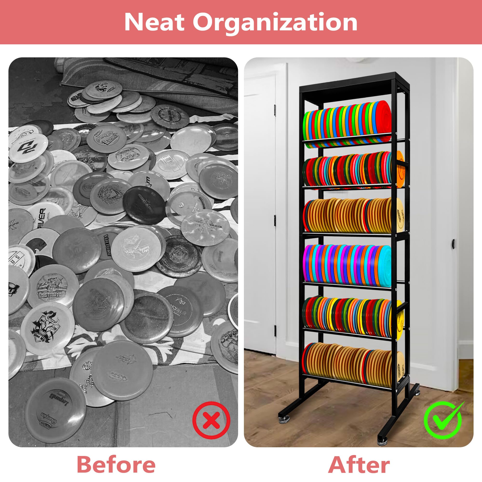 Montex 6-Tier Metal Disc Golf Storage Rack - Heavy Duty Golf Disc Organizer for Home, Garage & Outdoor Use - Perfect for Disc Golf Enthusiasts & Tournament Players