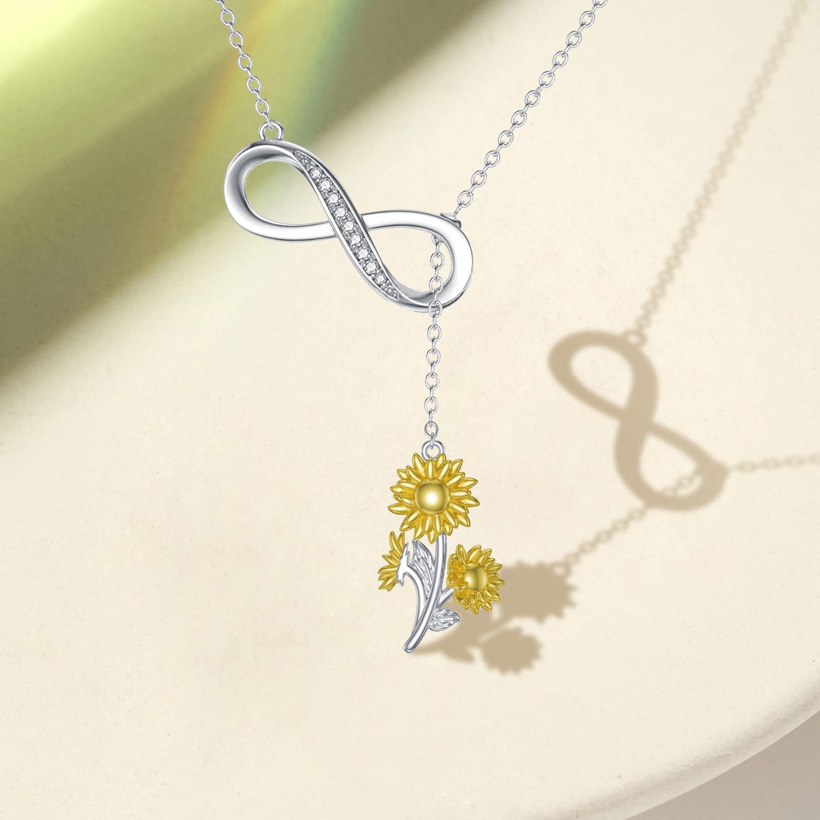 OCJ Birth Flower Necklace - 925 Sterling Silver Infinity Y-Necklace for Women | Personalized Birth Month Jewelry | Perfect Birthday, Graduation & Mother's Day Gift for Mom, Wife, Girlfriend & Best Friend | Elegant Everyday Wear & Special Occasion Jewelry