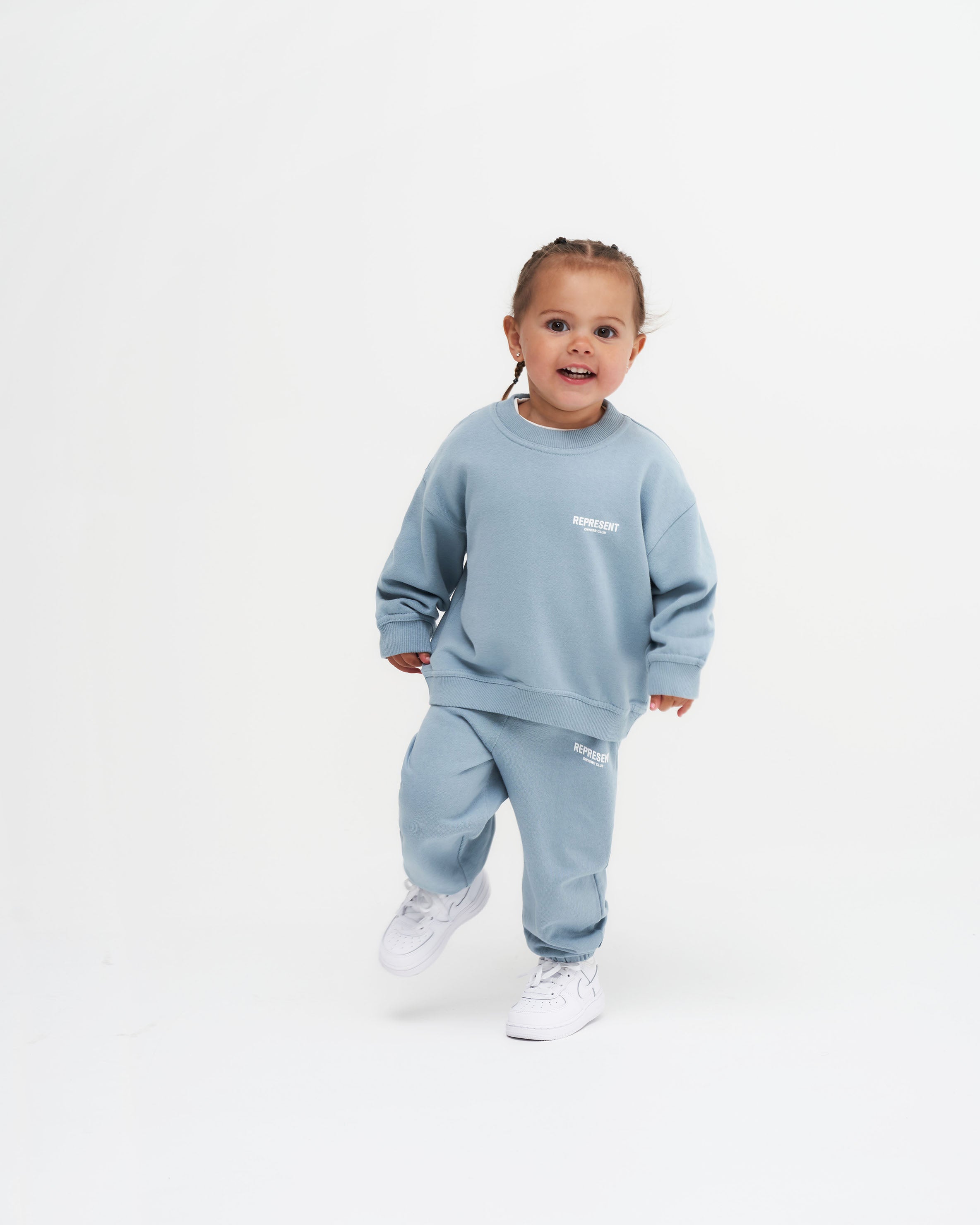 Represent Mini Owners Club Sweater - Powder Blue | Soft Cotton Knit Pullover for Women | Perfect for Casual Outings & Cozy Winter Fashion