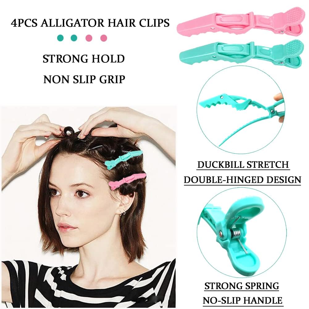 8-Piece Professional Hair Styling Tool Set - Rat Tail Comb, Cutting Comb, Alligator Clips, Ponytail Hoop - Stainless Steel Black Hair Accessories for Women & Girls | Salon, Home Use, DIY Hairstyling