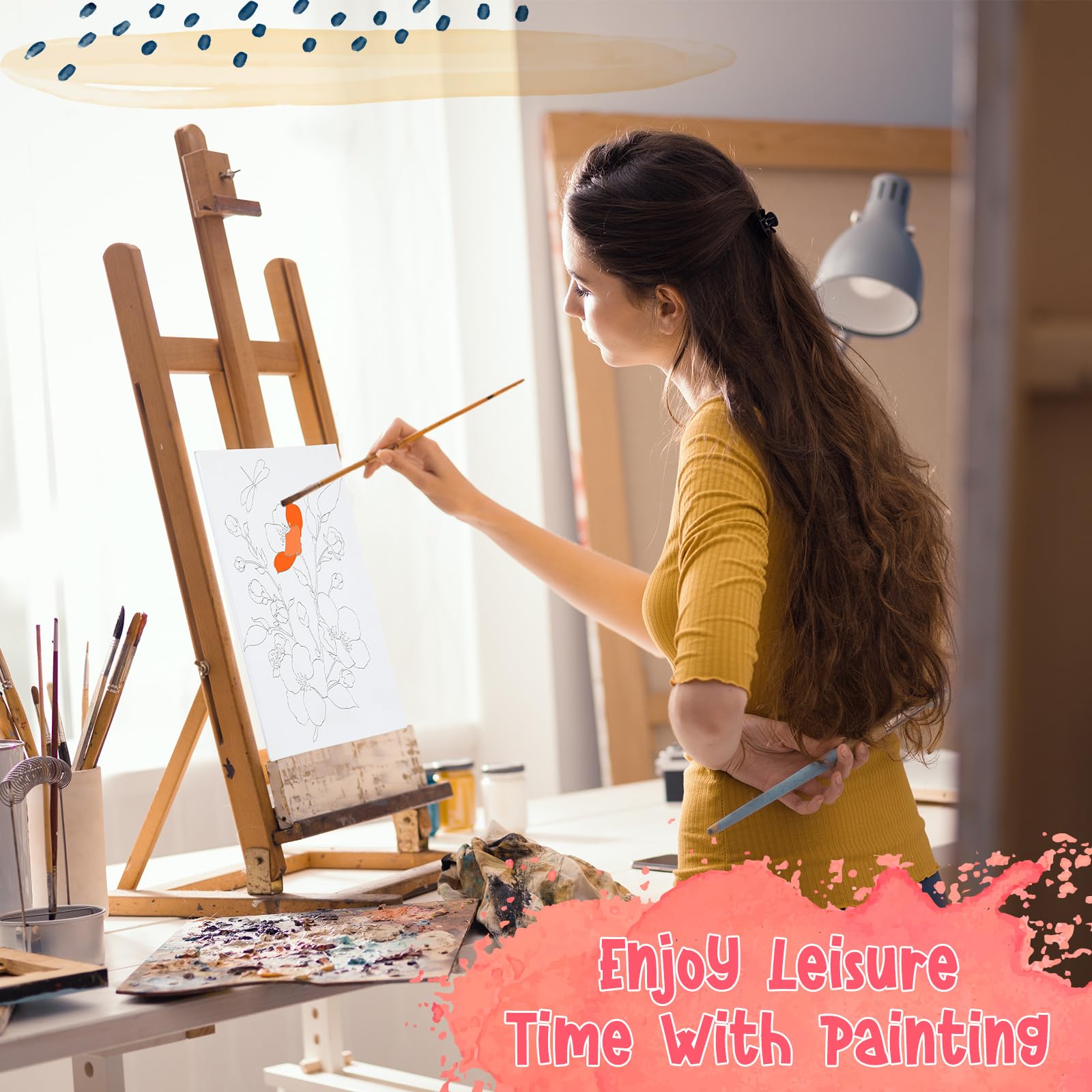 Tinlade 12-Pack 7.9x9.8 Inch Pre-Drawn Canvases for Painting - DIY Pre-Stretched Canvas with Outlines for Beginners, Students & Adults (Simple Style) - Perfect for Home Decor, Art Classes & Relaxing Creative Projects