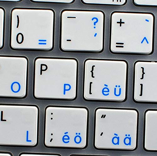 MAC NS Swiss - English Non-Transparent Keyboard Labels (Black/White Background) for Desktop, Laptop & Notebook - Perfect for Typing, Coding & Office Work