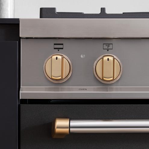 Bertazzoni DSMASDKSG Satin Gold 12 Knobs Dual Fuel Range - Premium Gas & Electric Stove for Professional Kitchens & Luxury Homes