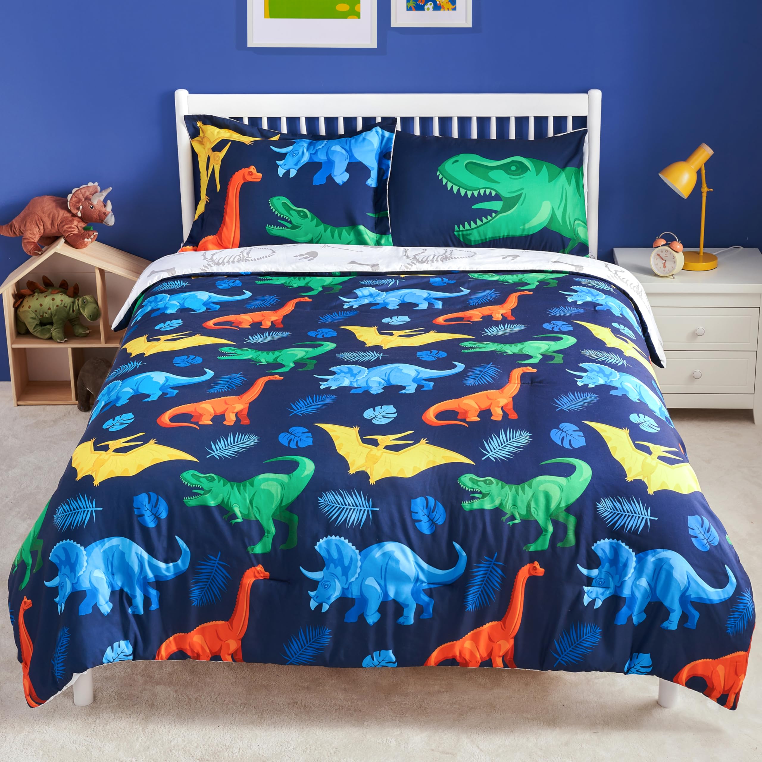 Joiedomi 5-Piece Dinosaur Twin Comforter Set for Kids - Super Soft Microfiber Bedding Set for Boys & Girls (Comforter, Sheets, Pillowcase) | Perfect for Kids' Bedrooms, Sleepovers, and Dinosaur-Themed Decor