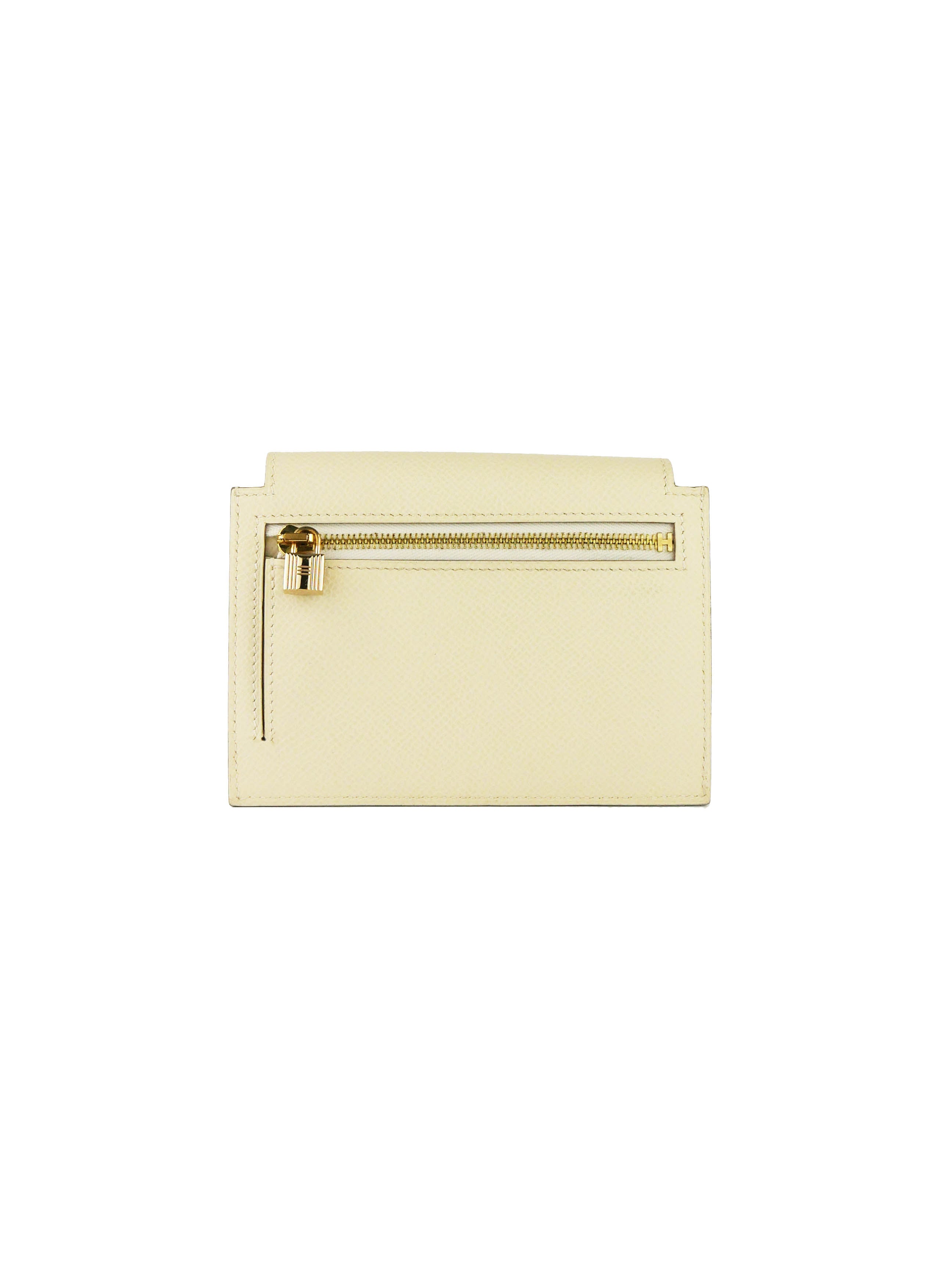 Hermes Kelly Pocket Compact Wallet - Luxury Leather Cream Women's Wallet for Everyday Use, Travel & Special Occasions