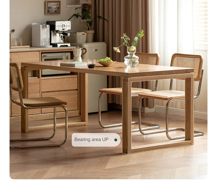 Solid Wood Dining Table - Beech & Oak Large Farmhouse Table for 8 - Perfect for Family Gatherings & Dinner Parties