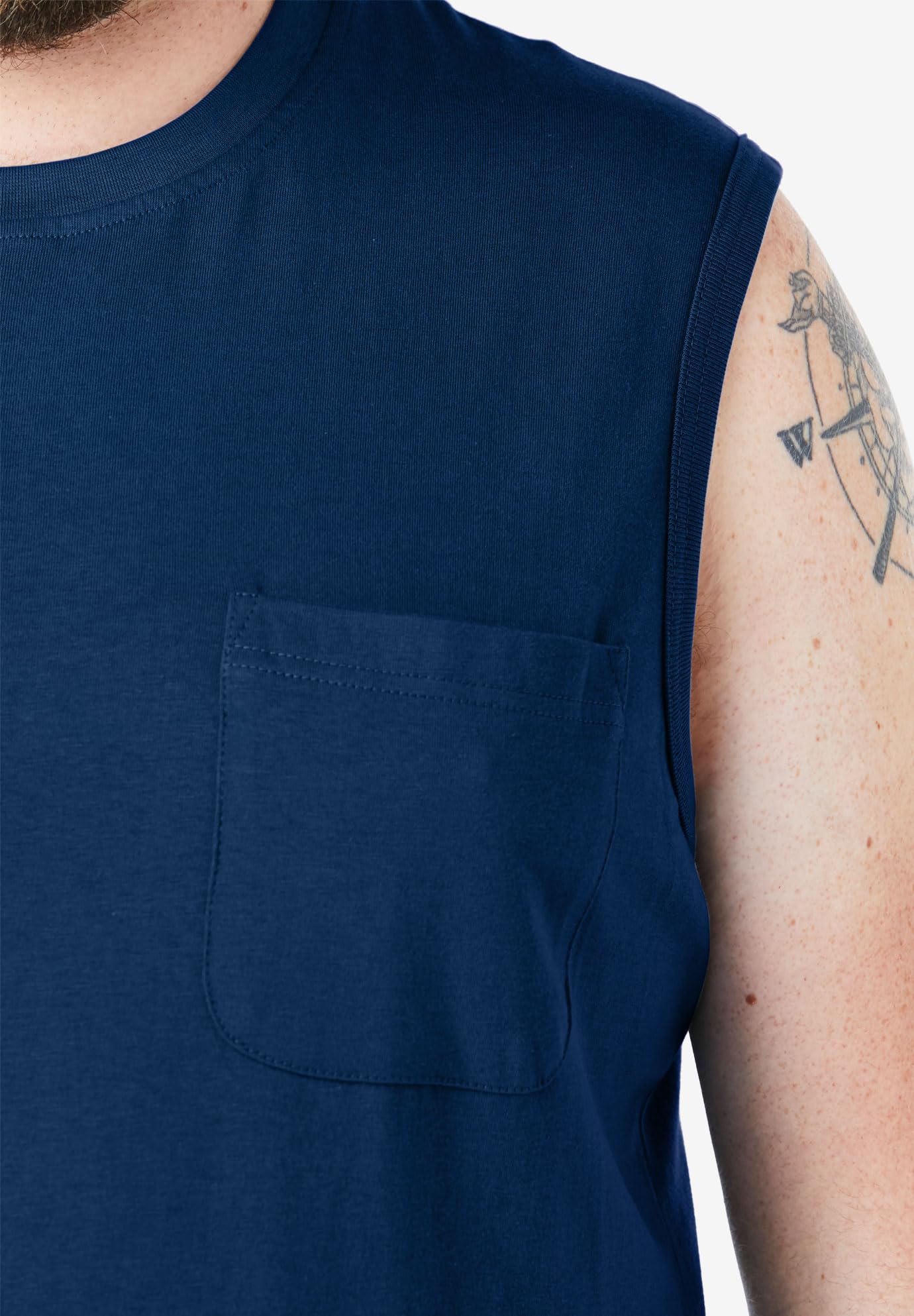 Boulder Creek by Kingsize Men's Big & Tall Heavyweight Pocket Muscle Tee - Comfortable Cotton Shirt for Casual Wear & Outdoor Activities
