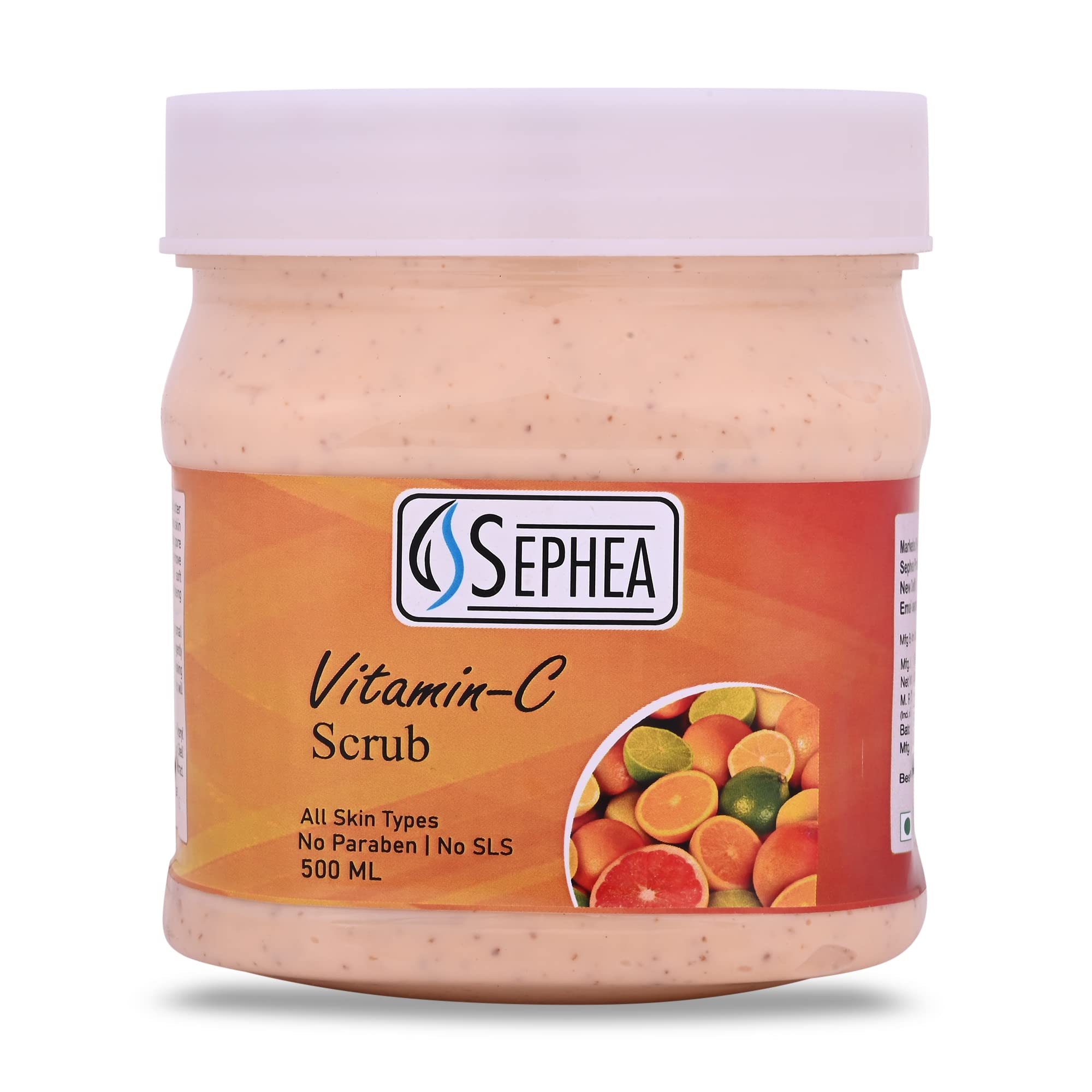 SEPHEA Vitamin C Face & Body Scrub 500ml - Brightening Exfoliator for Glowing Skin | Perfect for Daily Skincare Routine & Spa Treatments