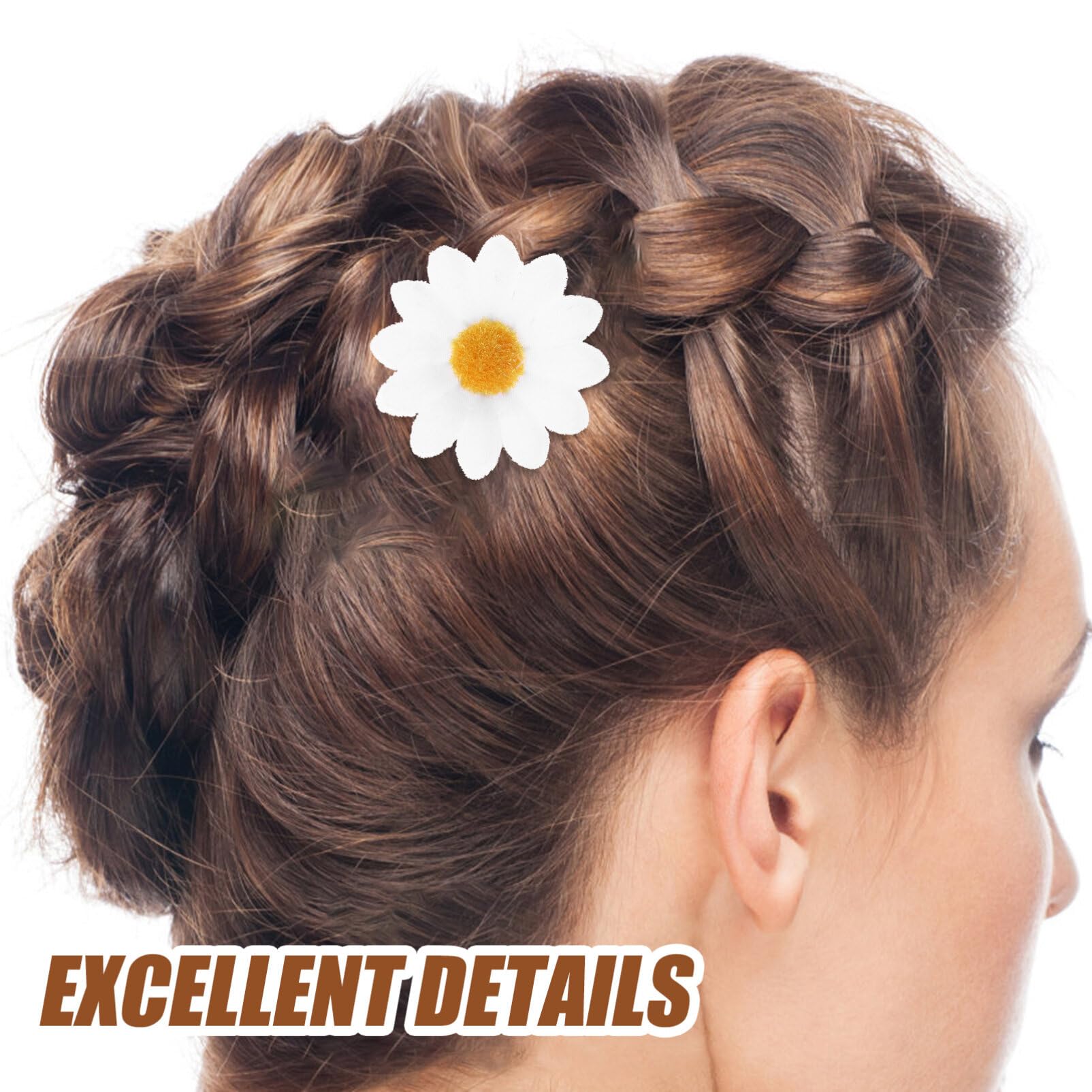 Lurrose Daisy & Sunflower Hair Clips for Women - 10PCS Floral Hair Accessories for Bridal, Wedding, Teens, Girls - Beach Hair Clips for Summer, Party, Home Decor (White)