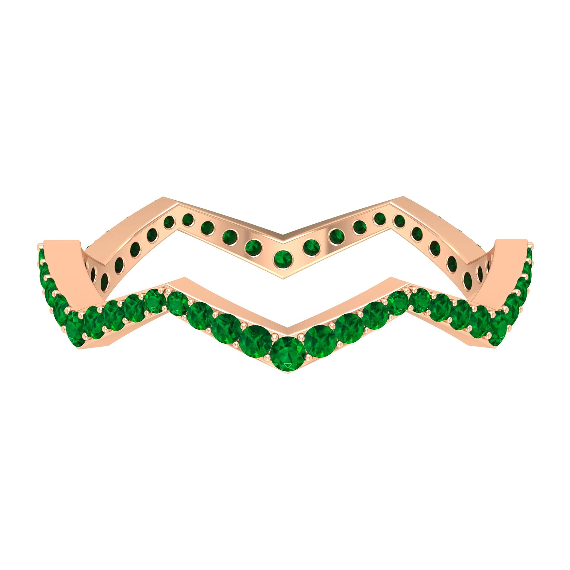 1 CT Emerald Full Eternity Ring for Women - 14K Solid Gold Zigzag May Birthstone Ring | Wedding, Anniversary, Birthday Gift for Her