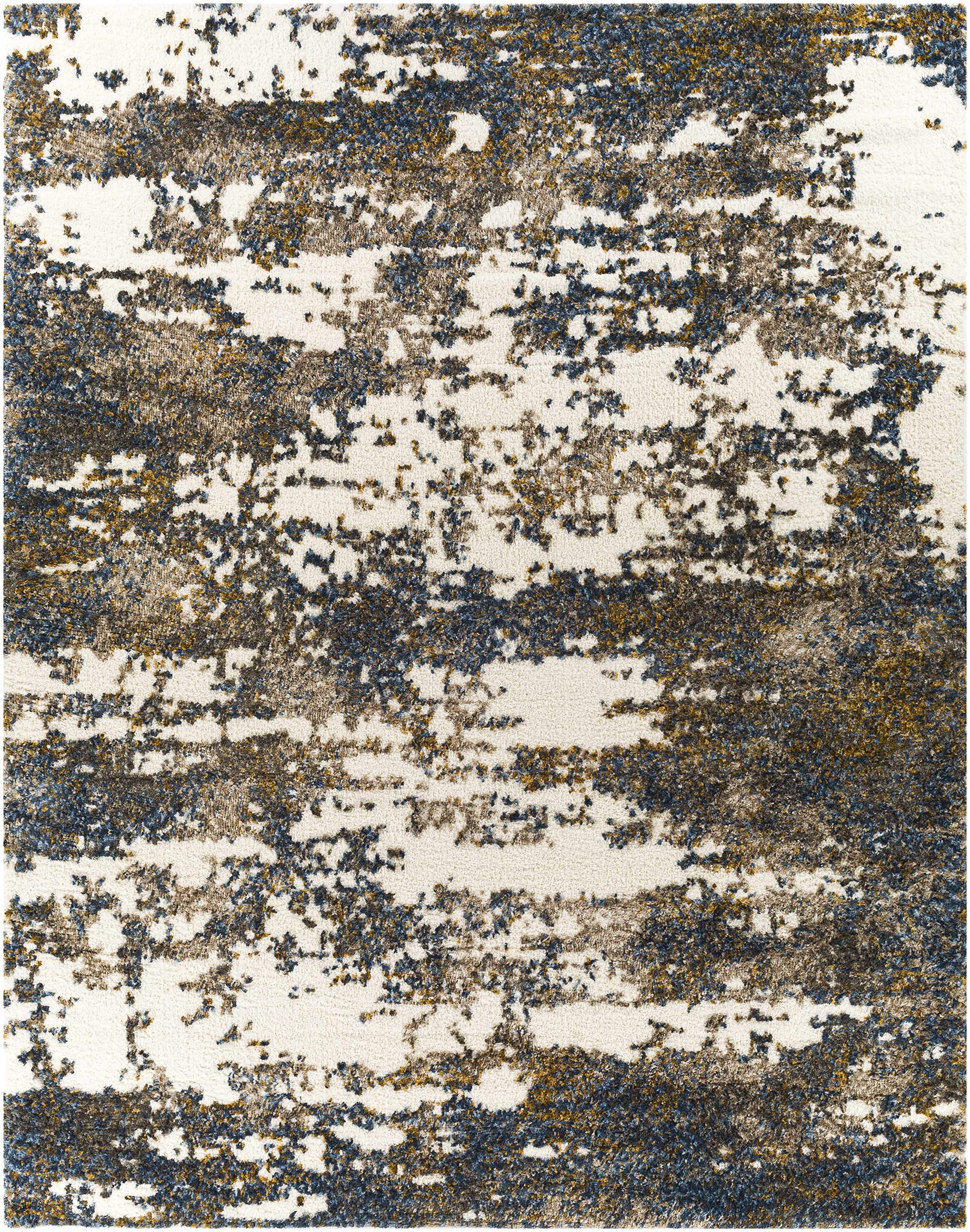 Lafontaine Plush Pile Area Rug for Living Room & Bedroom - Soft Beige, Brown, Blue 2' x 3' - Perfect for Cozy Home Decor & Warm Floor Comfort