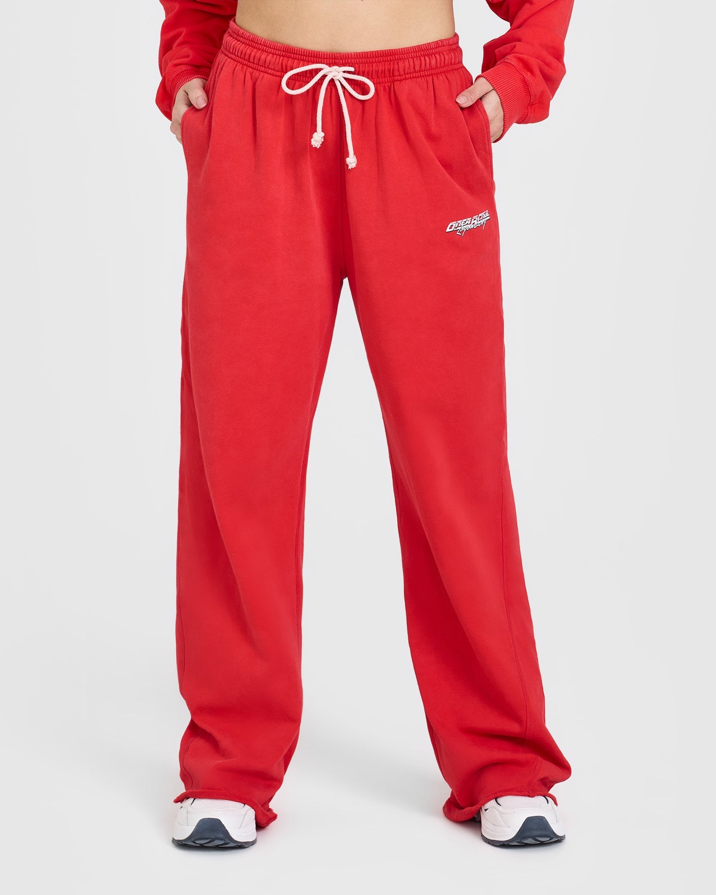 Raw Lounge Wide Leg Joggers with Graphic Print | Muscle Mommy Red | Comfortable Women's Lounge Pants for Yoga, Running & Casual Wear