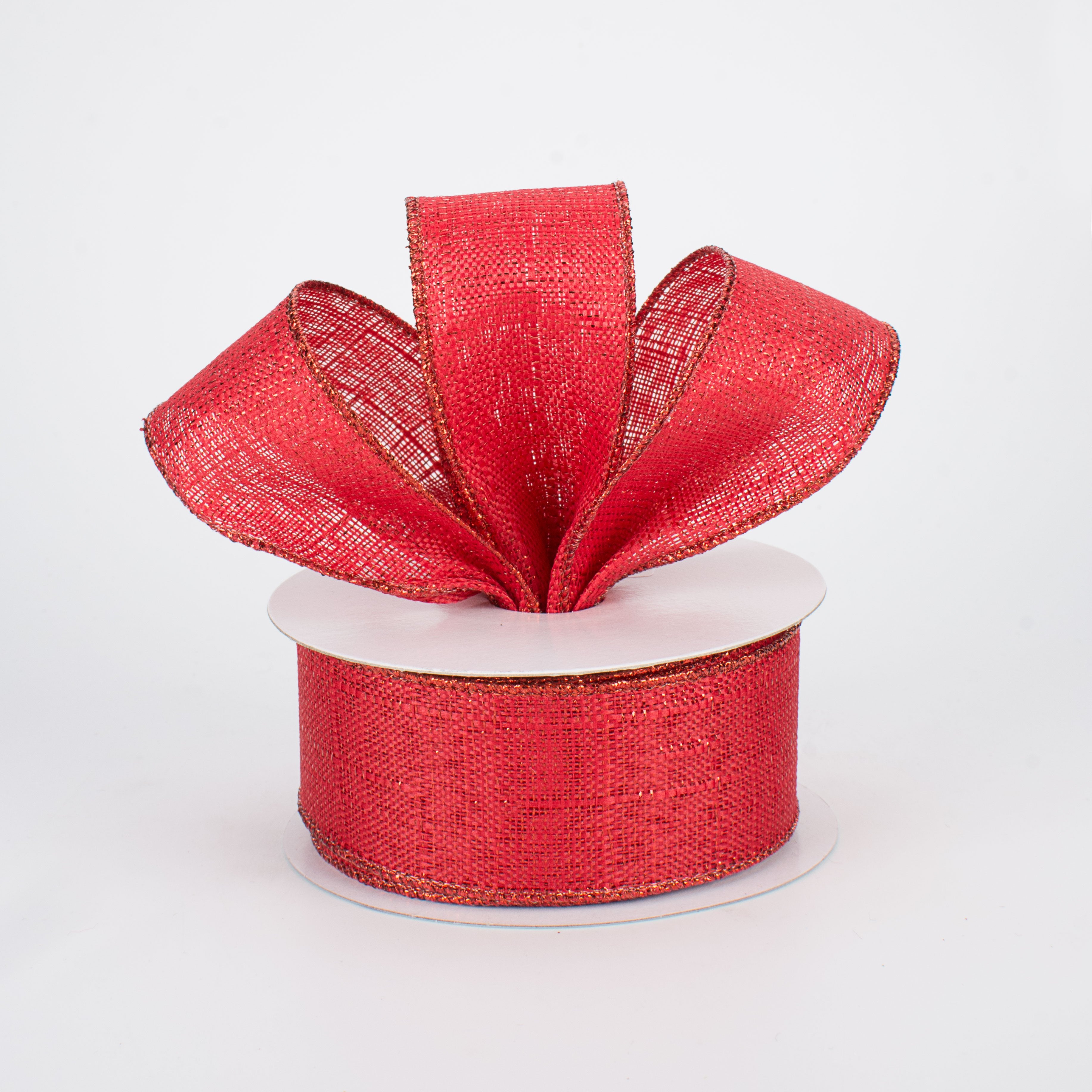1.5 Inch Metallic Royal Canvas Ribbon - Red (10 Yards) for Gift Wrapping, Wedding Decorations, DIY Crafts and Party Supplies