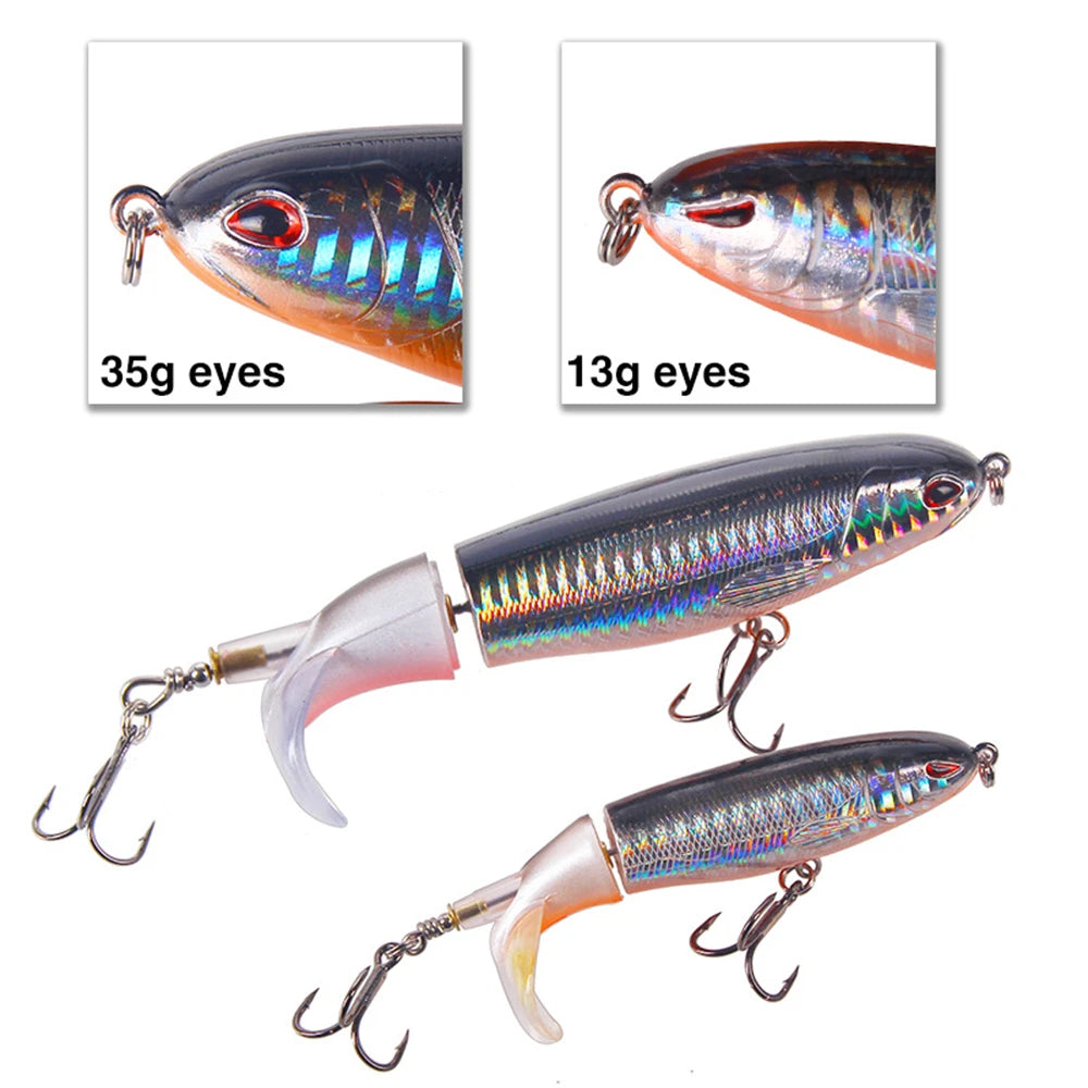 Whopper Popper Fishing Lure - Soft Rotating Tail Artificial Bait for Bass, Trout & Pike - Topwater Fishing Lures for Freshwater & Saltwater