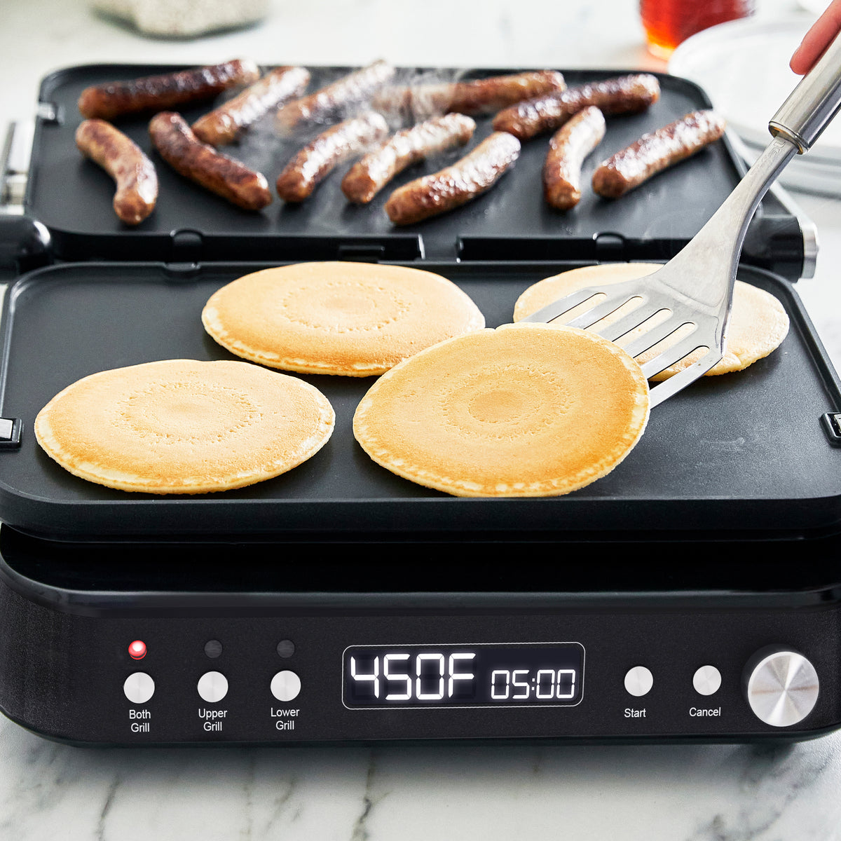 Bistro Noir Grill & Griddle - Premium Non-Stick Electric Griddle for Pancakes, Burgers & More - Perfect for Home Kitchen, Camping & Outdoor Cooking