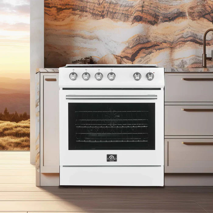 Forno Leonardo 30 Inch Electric Range with 5.0 cu. Ft. Oven - Stainless Steel Built-in Appliance for Modern Kitchens | Perfect for Baking, Roasting & Everyday Cooking | Model FFSEL6012 30
