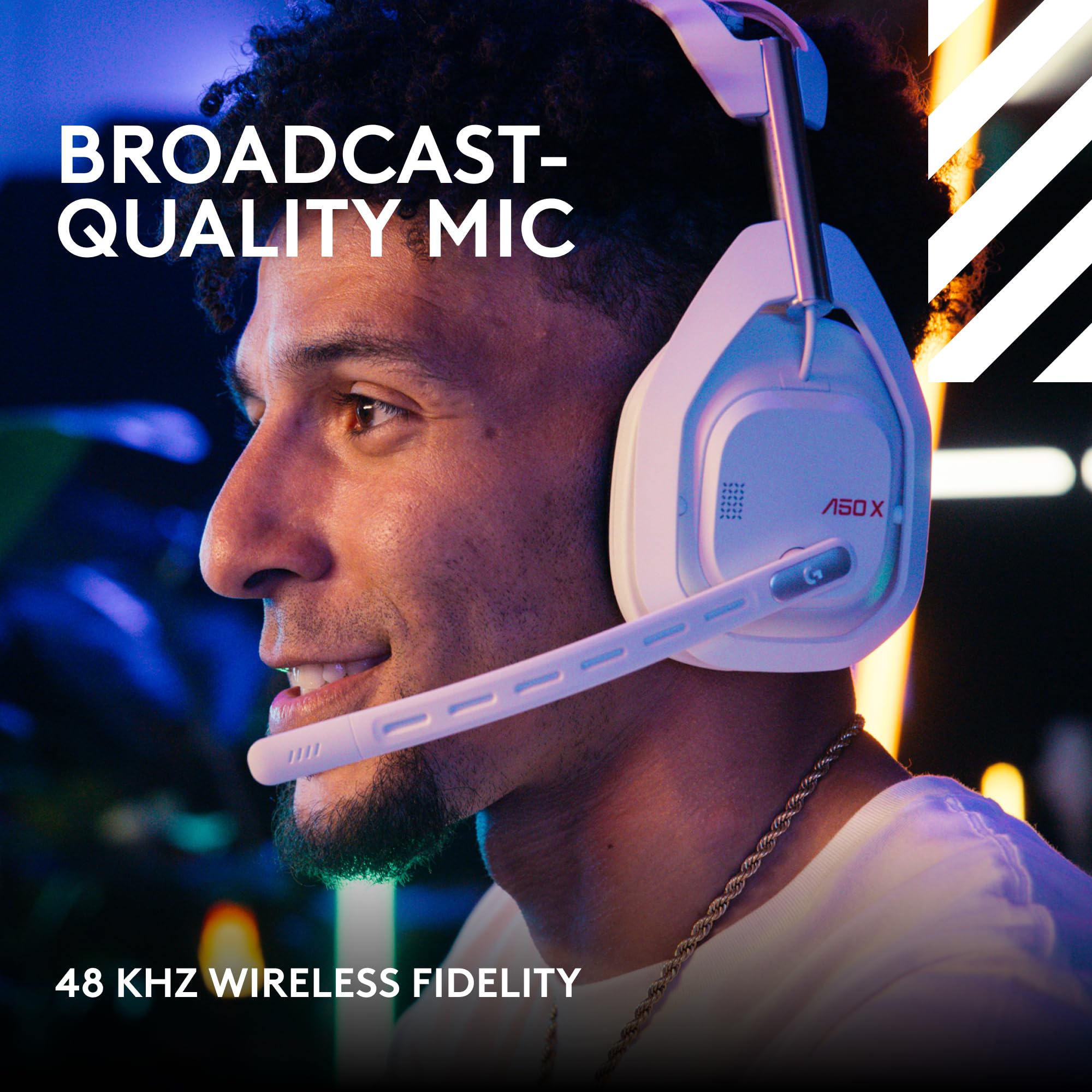 Logitech G Astro A50 X Omni-Platform Wireless Gaming Headset with Base Station - Compatible with PS5, Xbox & PC | PLAYSYNC HDMI 2.1 4K 120Hz VRR Switcher, 24hr Battery, 2.4GHz & Bluetooth | Perfect for Competitive Gaming & Streaming - White